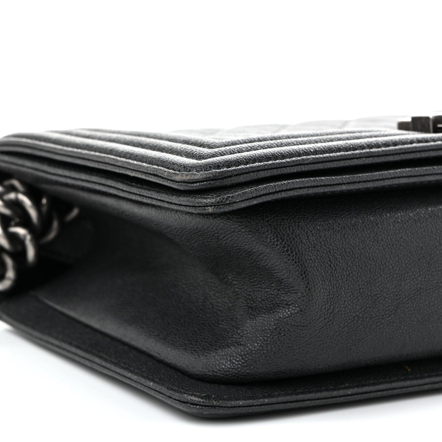 Caviar Quilted Medium Boy Flap Dark Grey