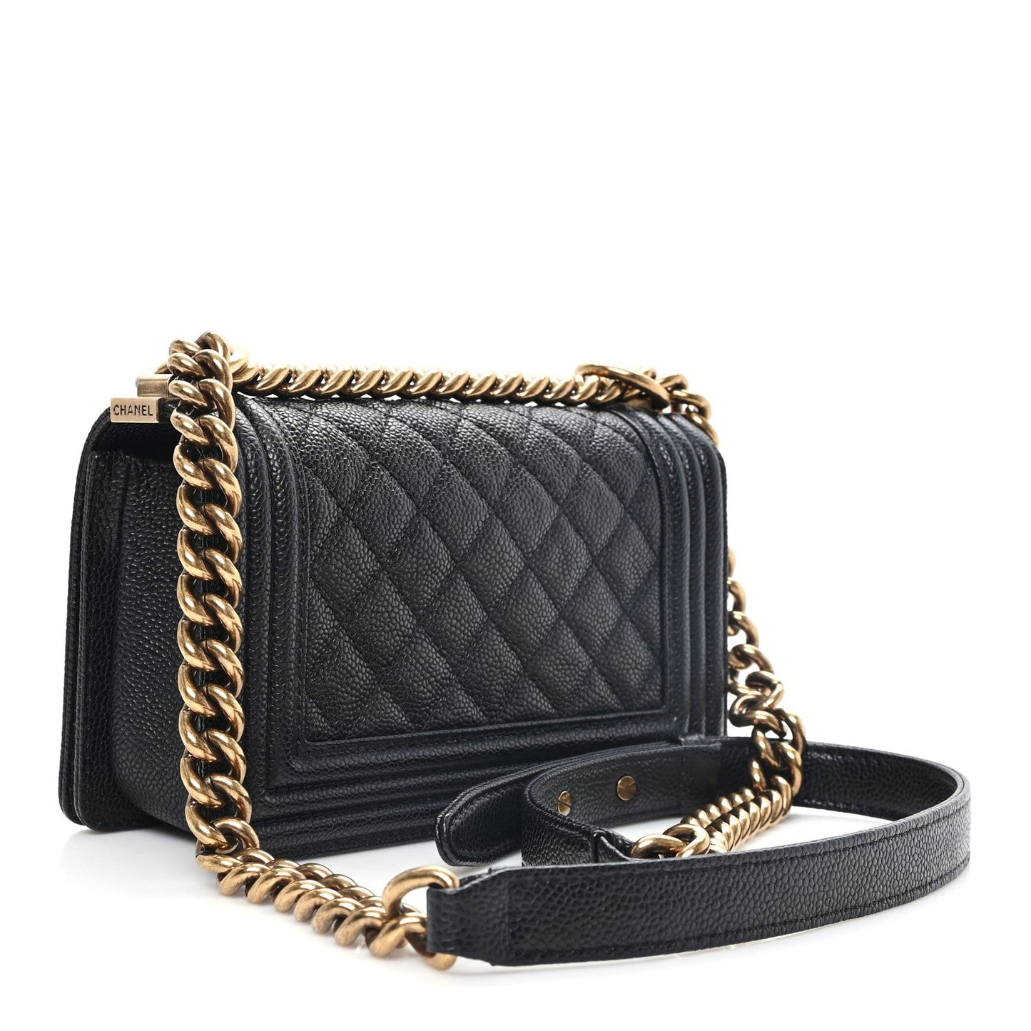 Caviar Quilted Small Boy Flap Black