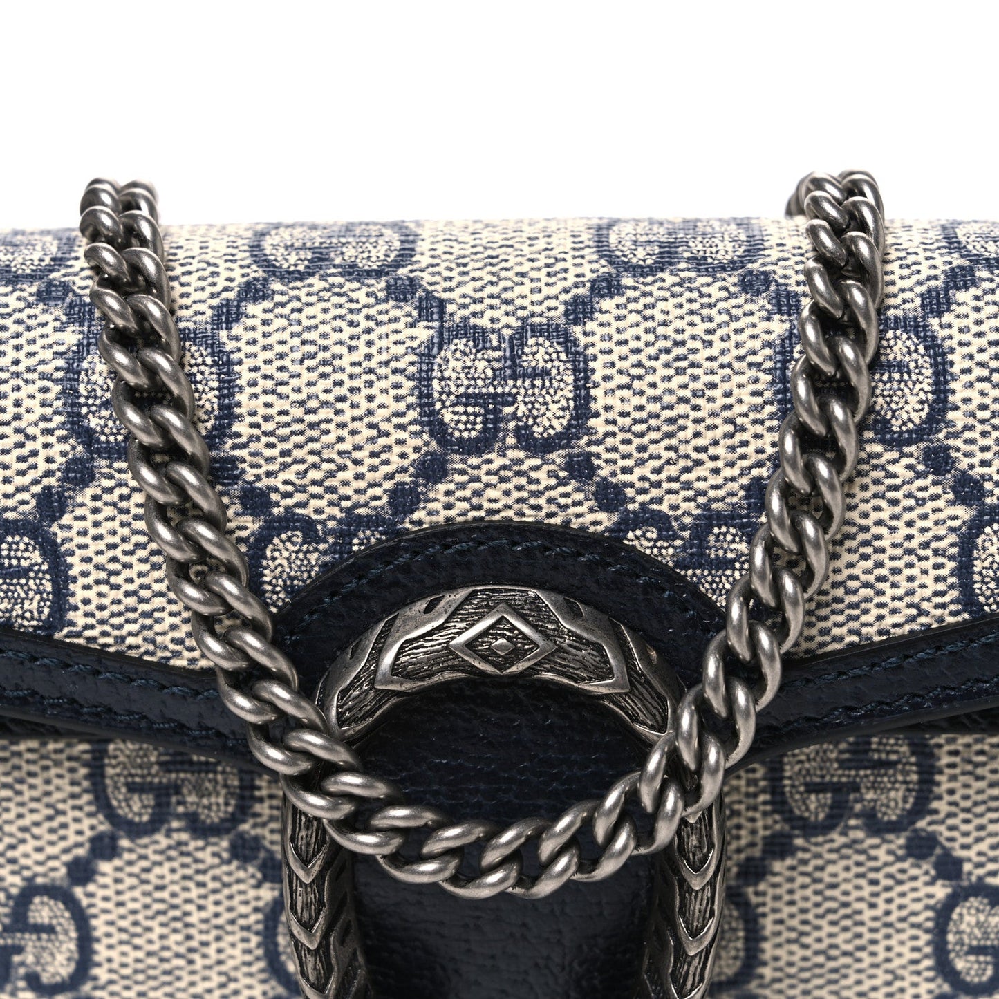 GG Supreme Monogram Textured Dollar Calfskin Super Mini Dionysus Shoulder Bag Beige Blue
