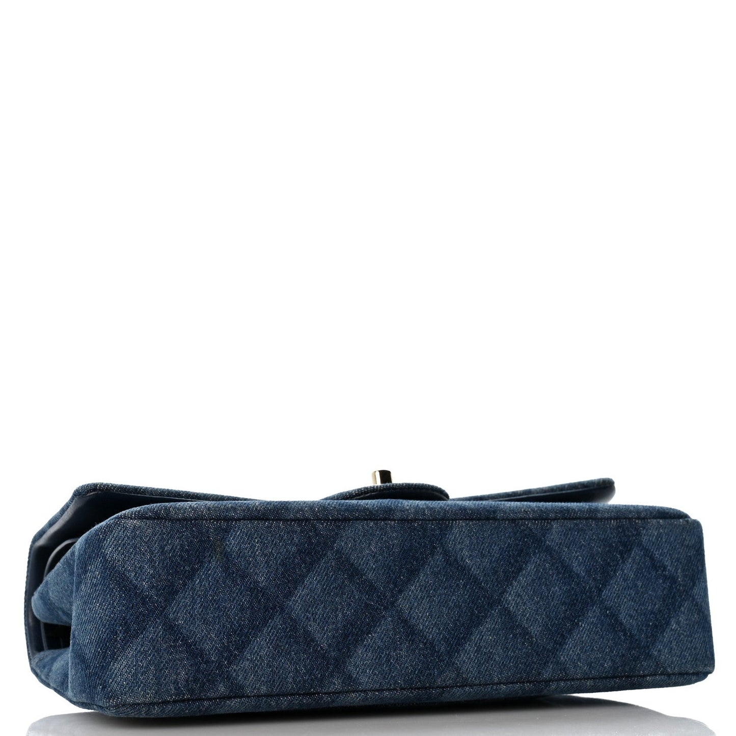 Printed Denim Quilted Medium Double Flap Light Blue