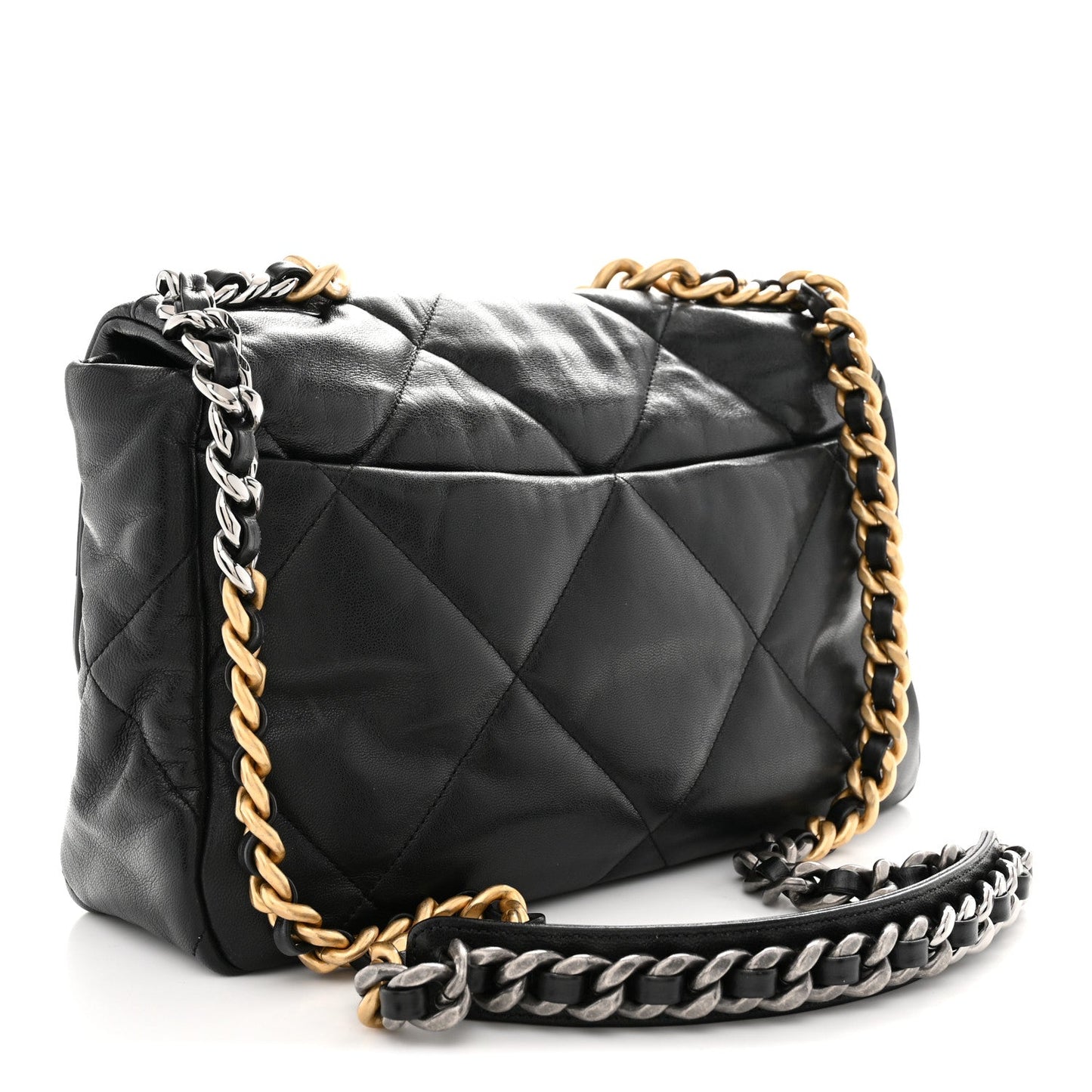 Goatskin Quilted Large Chanel 19 Flap Black
