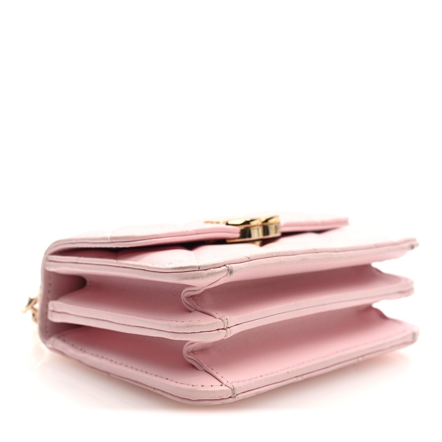 Lambskin Quilted Pick Me Up Clutch With Chain Pink