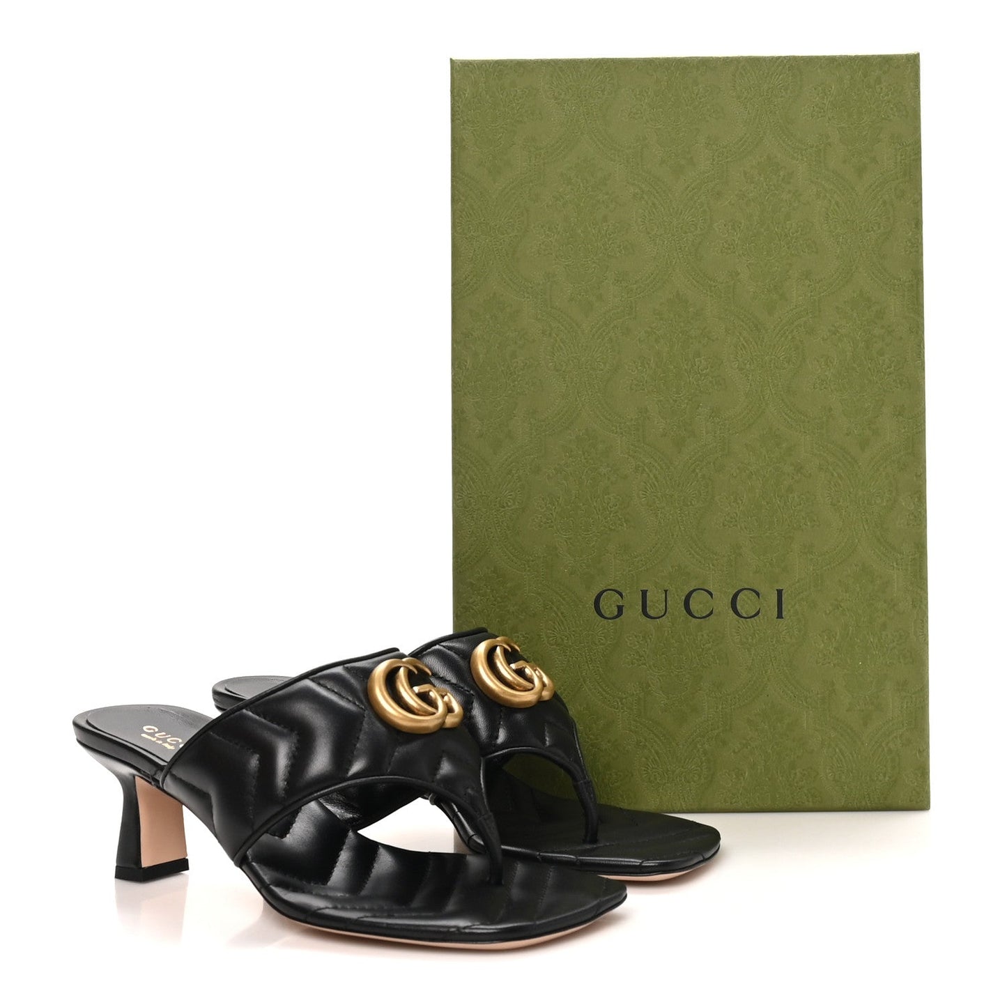 Nappa Charlotte Double G Marmont Thong Pumps 35 Black 35 Mystic White