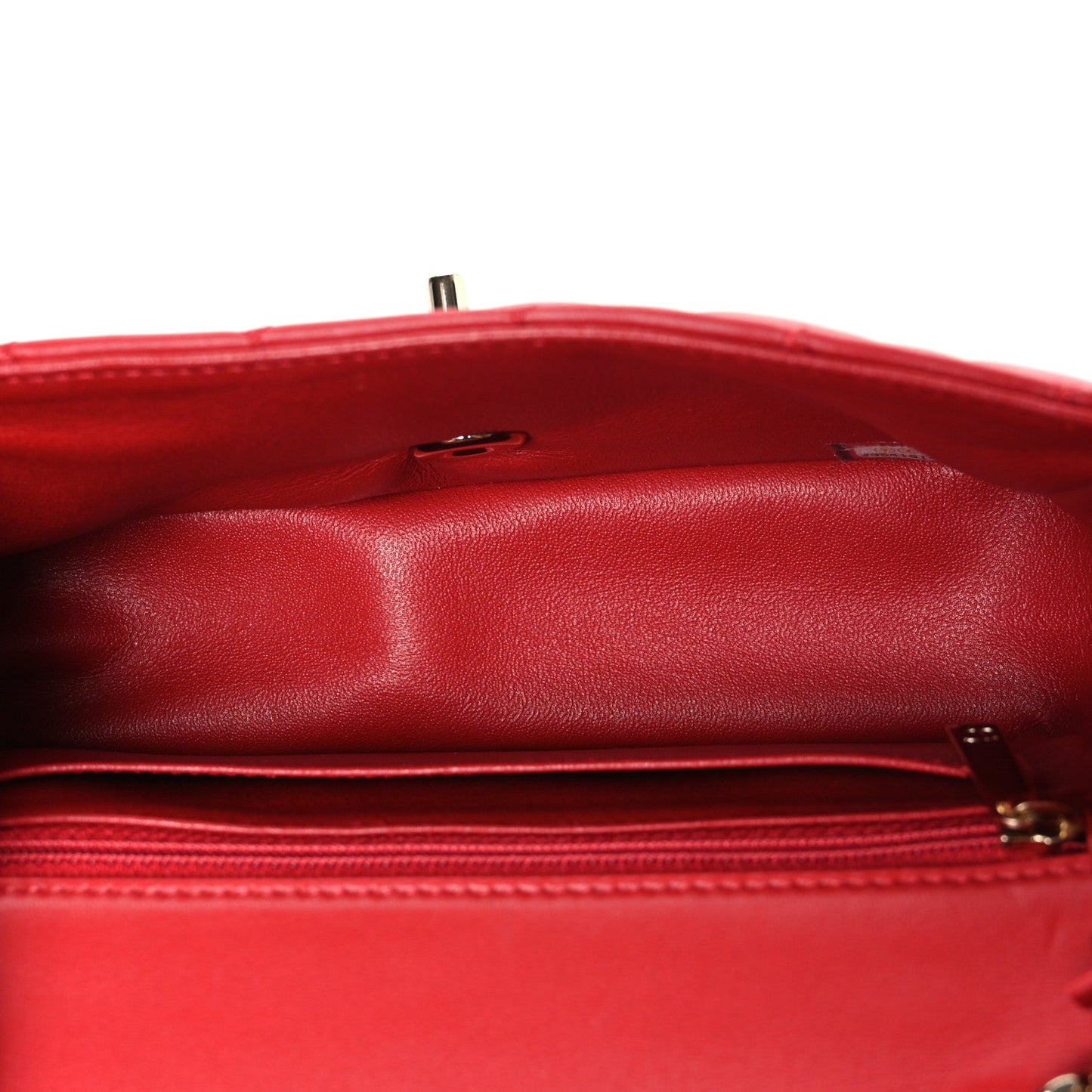 Lambskin Quilted Mini Rectangular Flap Red