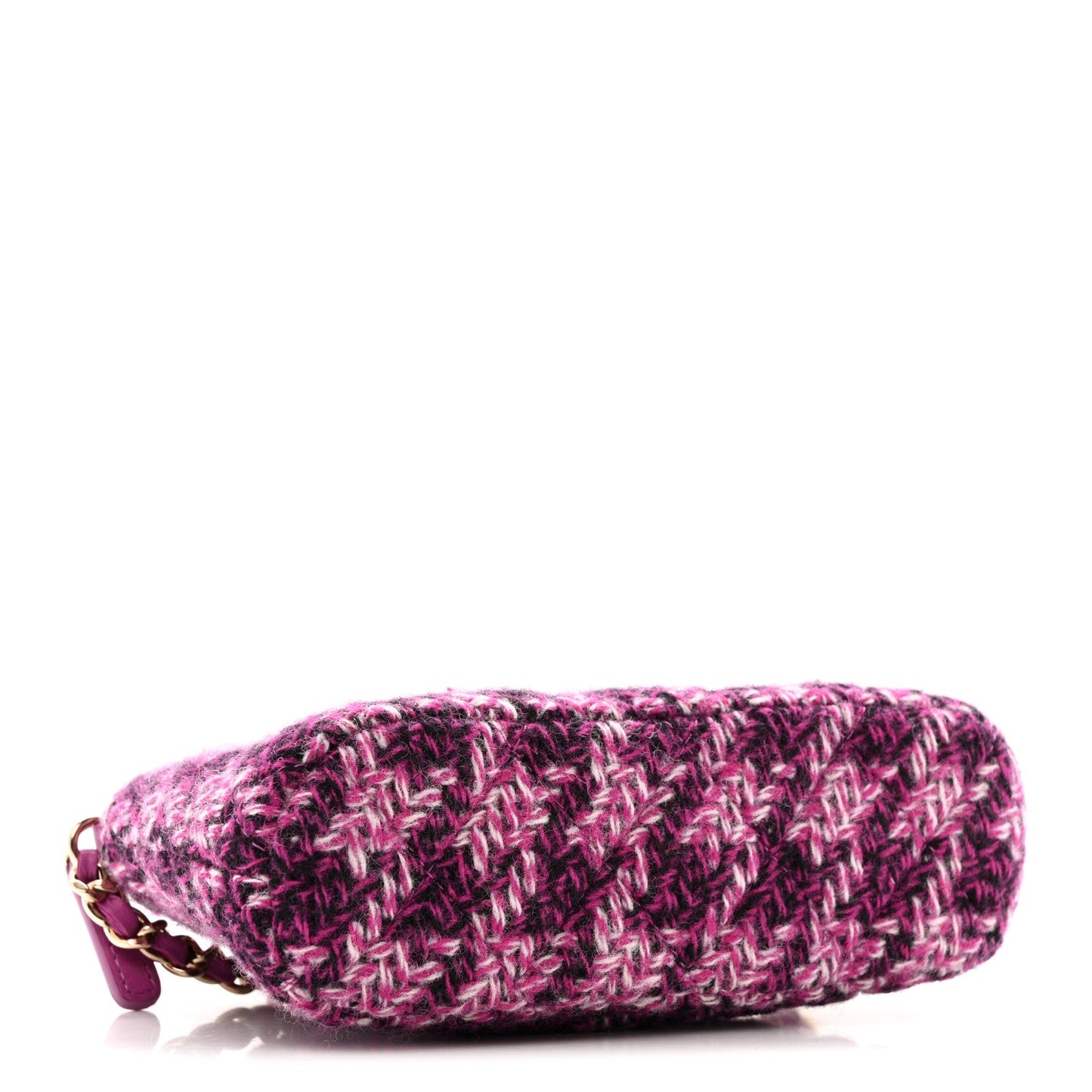 Tweed Quilted Mini Clutch With Chain Purple