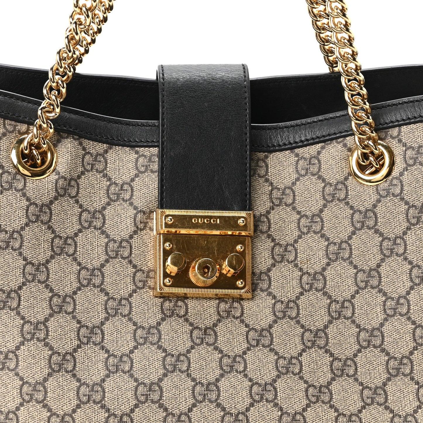 GG Supreme Monogram Medium Padlock Tote Black