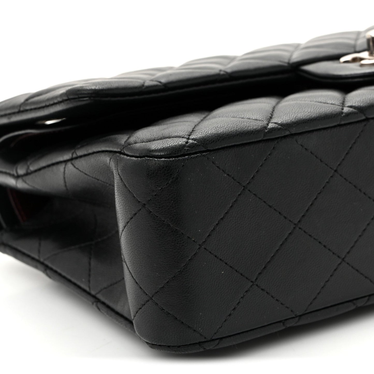 Lambskin Quilted Medium Double Flap  Black