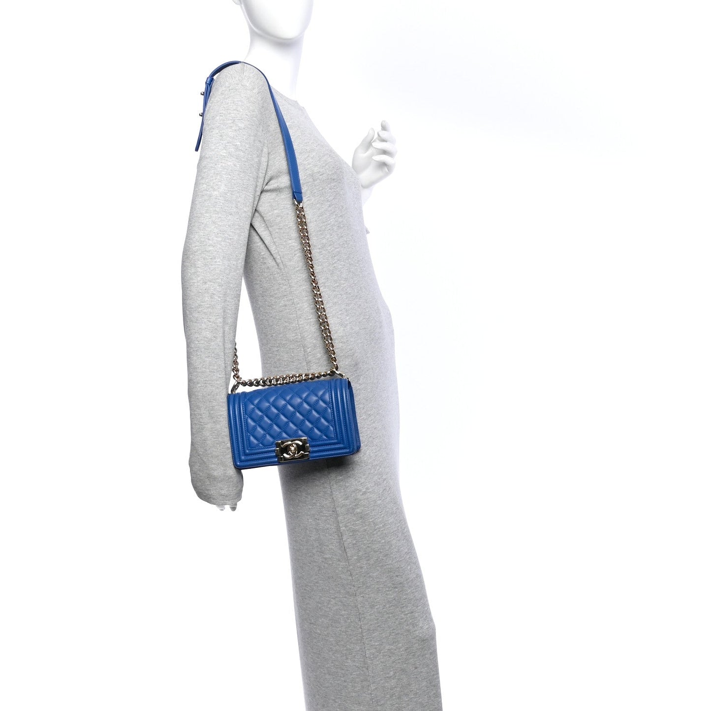 Lambskin Quilted Small Boy Flap Blue