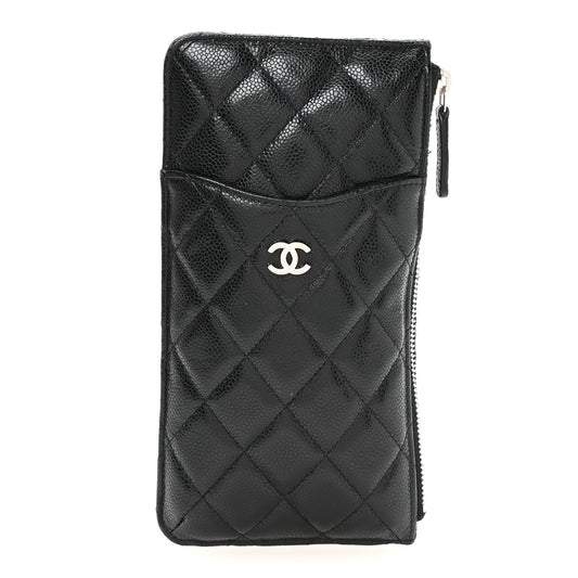 Caviar Quilted Classic iPhone Pouch Black