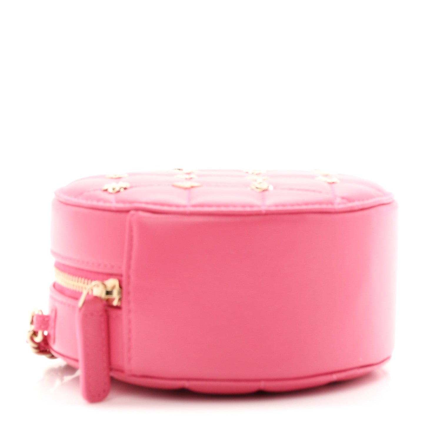 Lambskin Quilted All About Chanel Round Clutch With Chain Pink