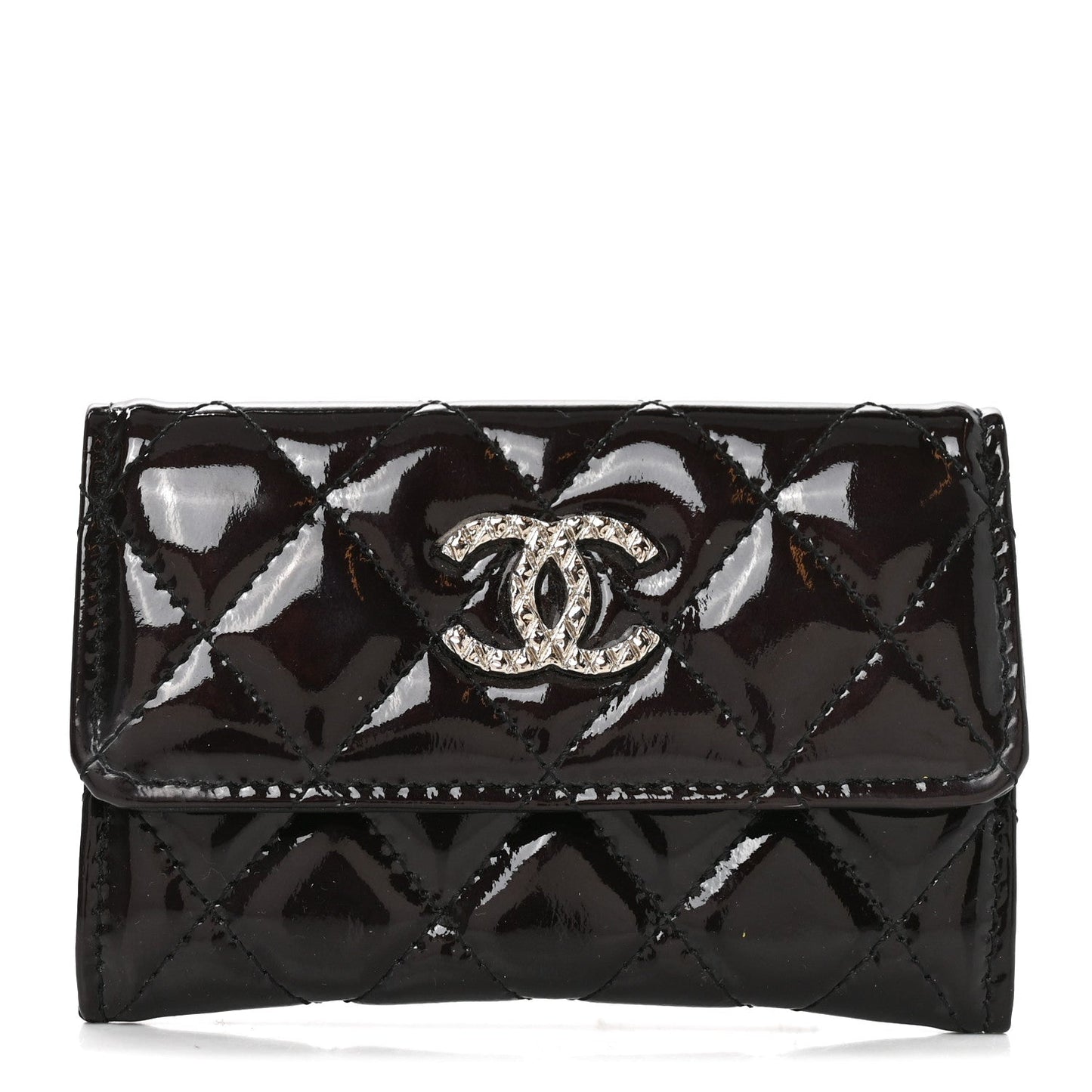 Patent Brilliant Flap Card Holder Violet