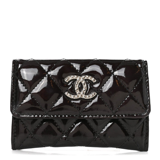 Patent Brilliant Flap Card Holder Violet