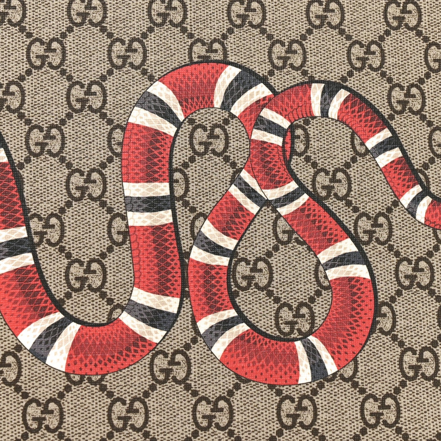 GG Supreme Monogram Kingsnake Zip Wristlet Pouch Beige Black