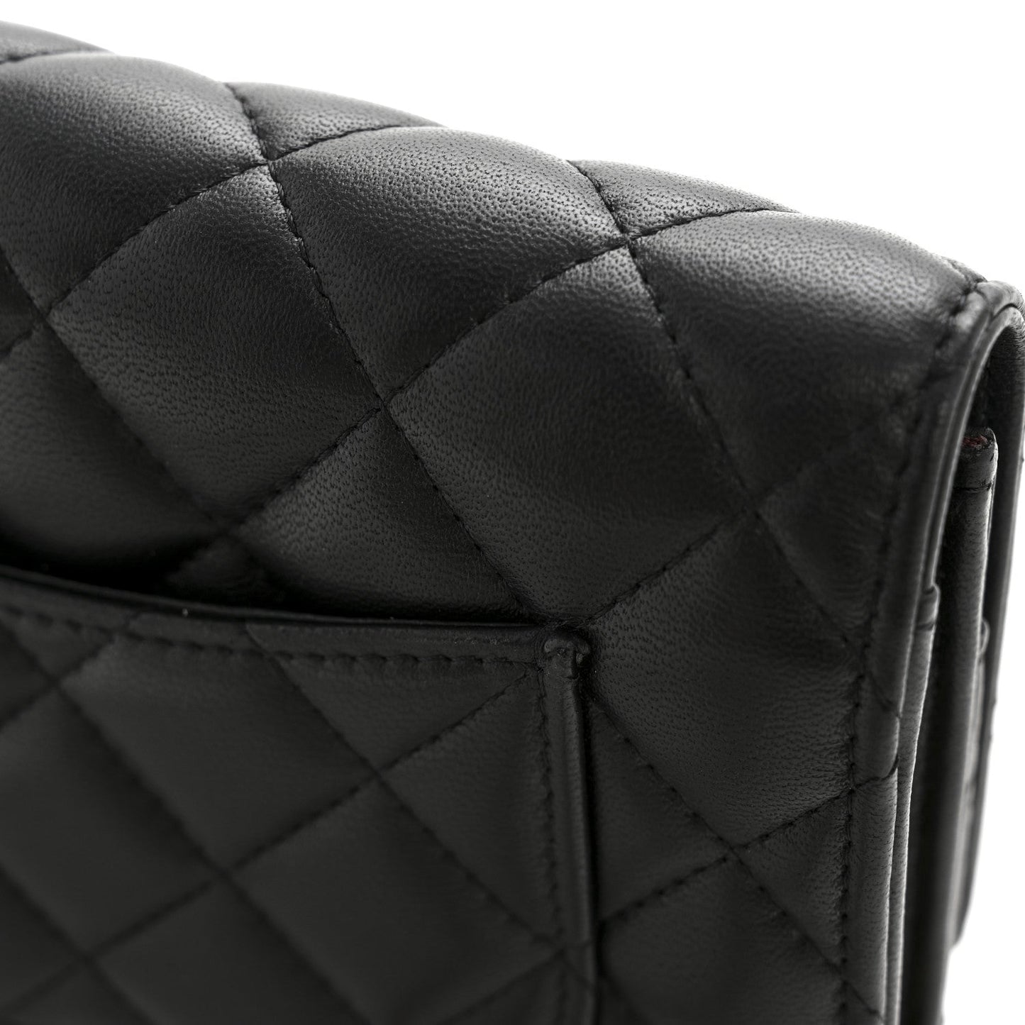 Lambskin Quilted Wallet On Chain WOC Black
