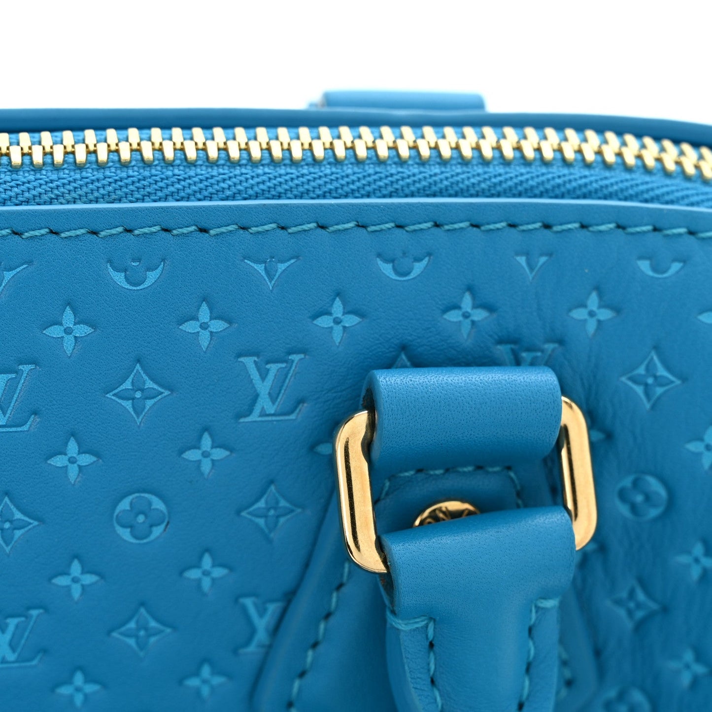 Calfskin Nanogram Embossed Speedy Bandouliere 20 Blue