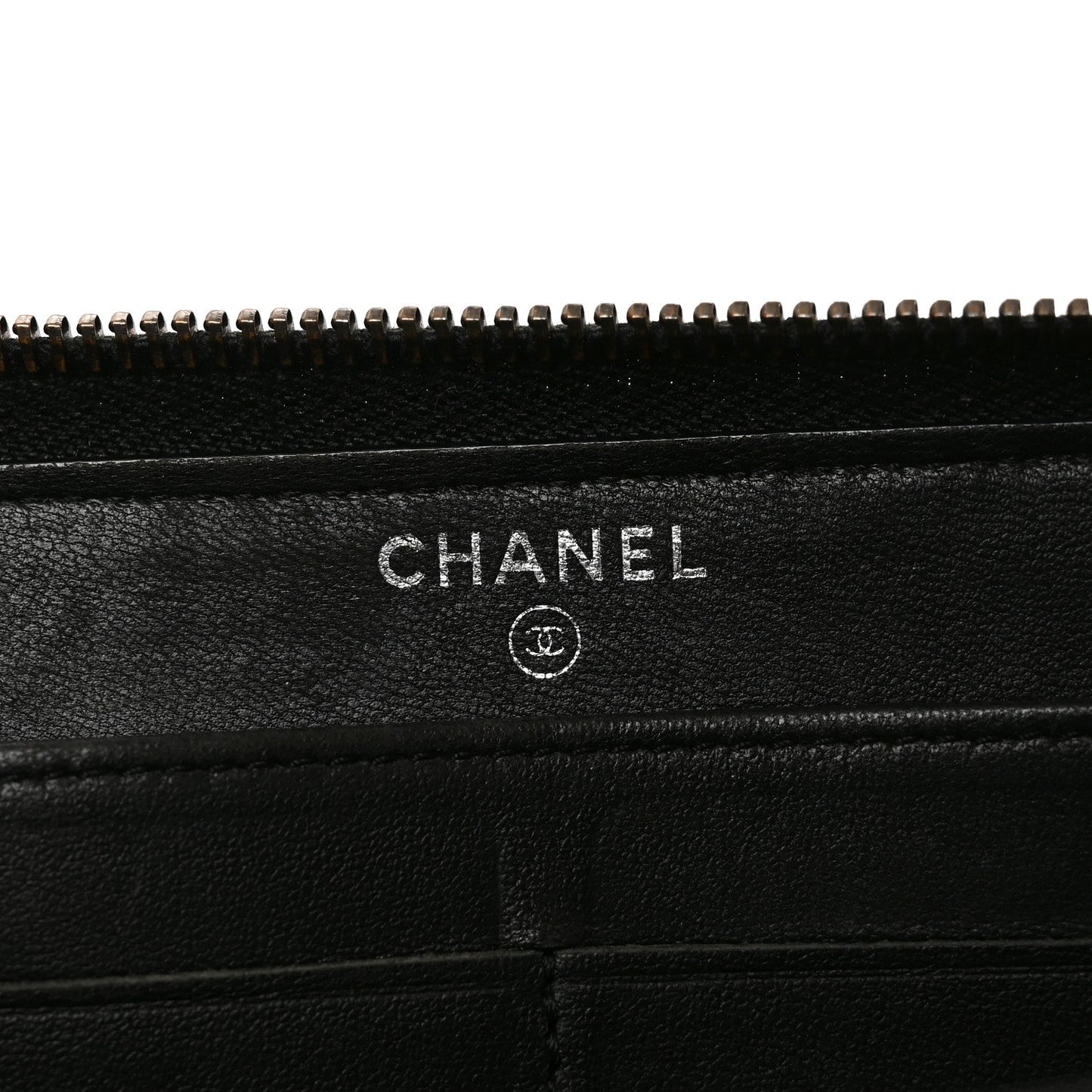 Glazed Calfskin Quilted Small Coco Boy Zip Around Wallet Black