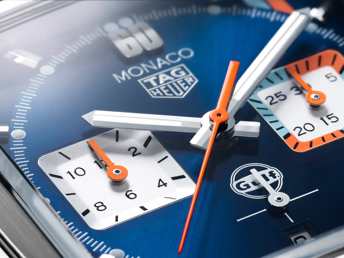 Tag Heuer Monaco Gulf Automatic Chronograph Blue Dial Blue Leather Strap Watch for Men - CBL2115.FC6494
