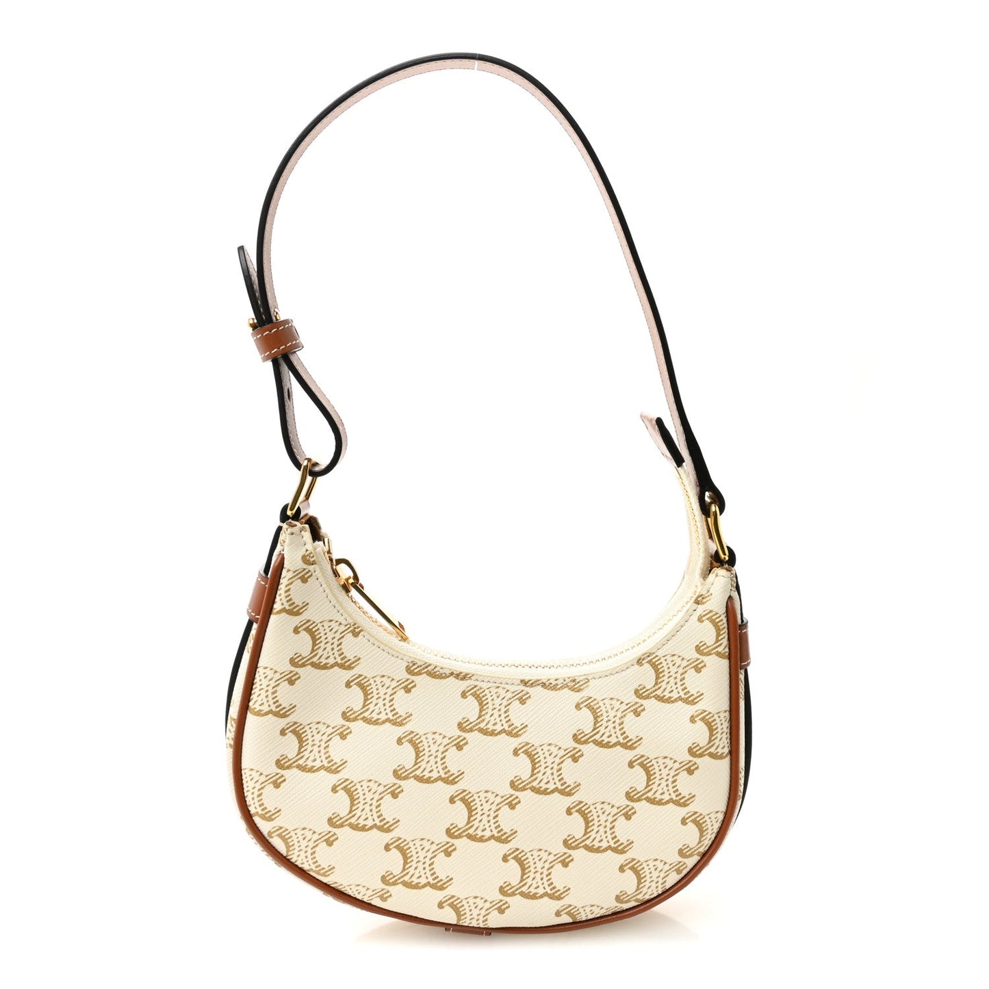 Canvas Calfskin Mini Ava Triomphe Shoulder Bag White