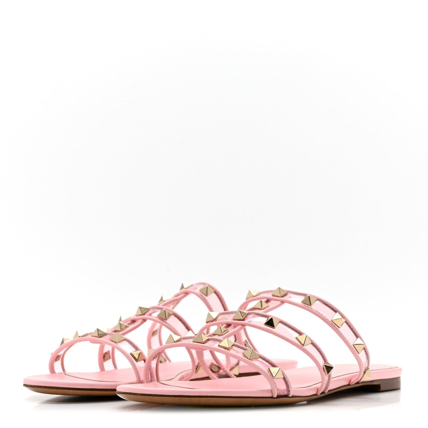 Rockstud PVC Caged Flat Slide Sandals 39.5  Pink