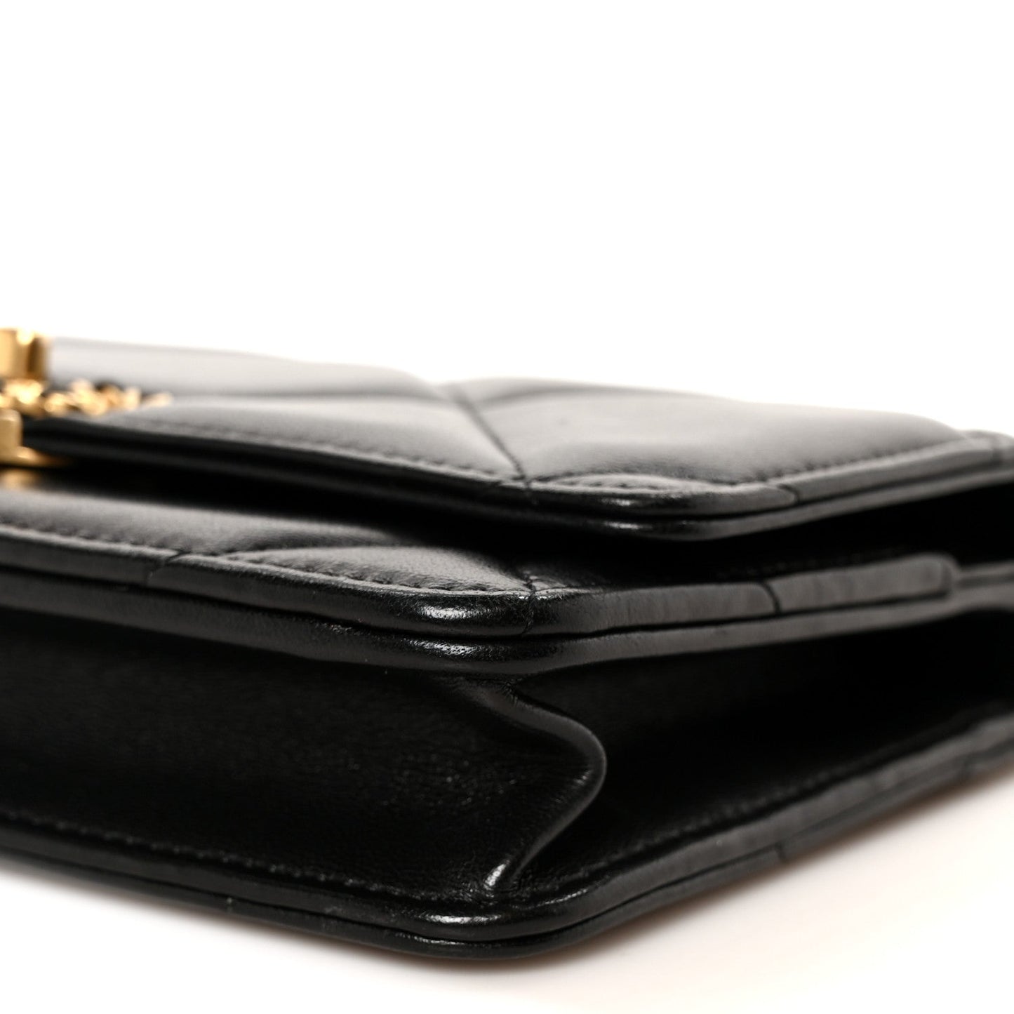 Lambskin Quilted Chanel 19 Wallet On Chain WOC Black