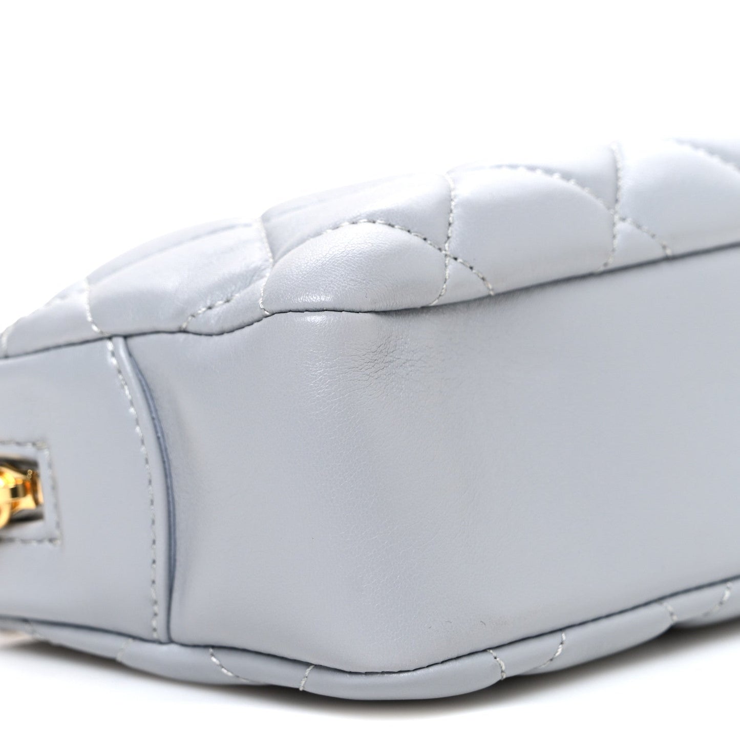 Lambskin Quilted Mini Camera Case  Grey