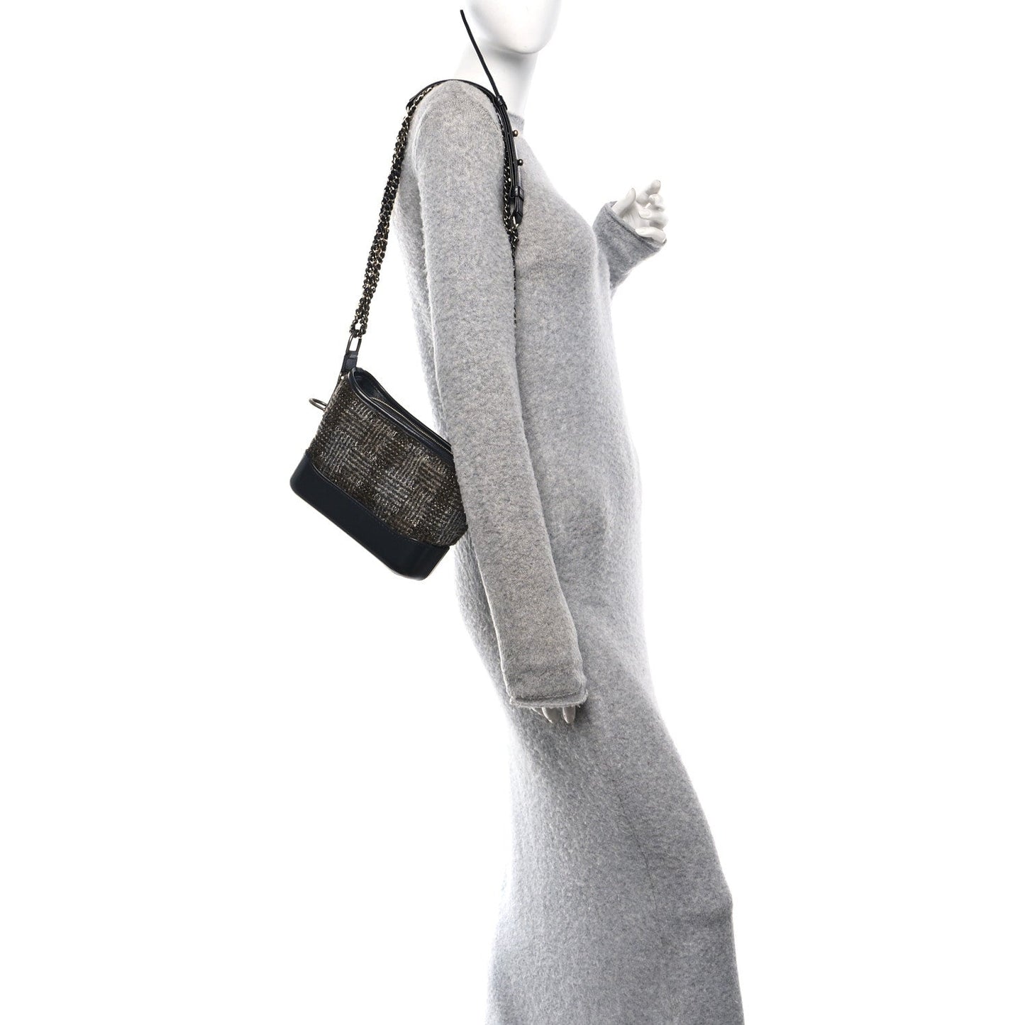 Tweed Calfskin Small Gabrielle Hobo Brown