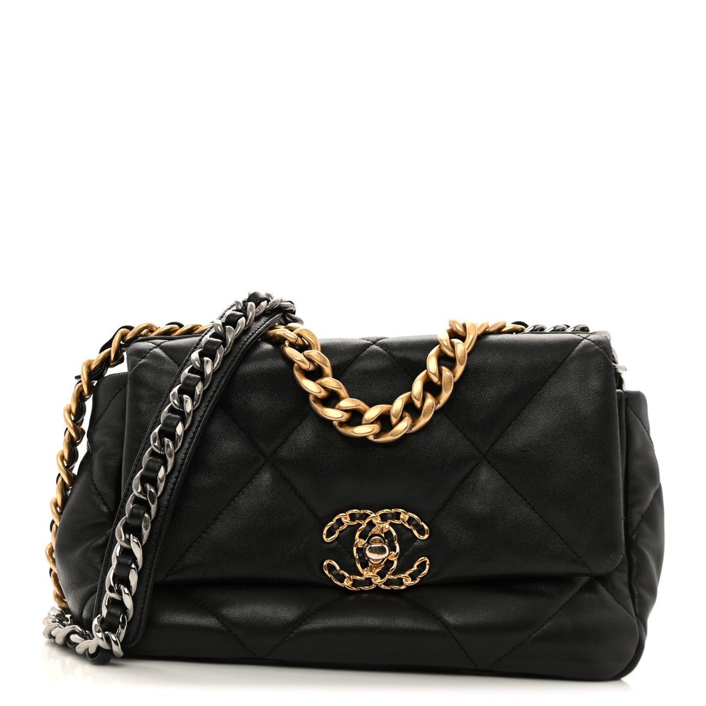 Lambskin Quilted Medium Chanel 19 Flap Black