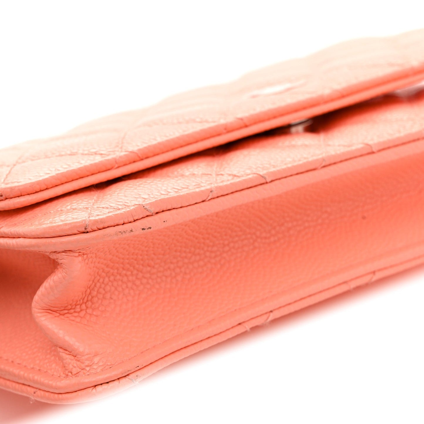 Caviar Quilted Wallet on Chain WOC Coral