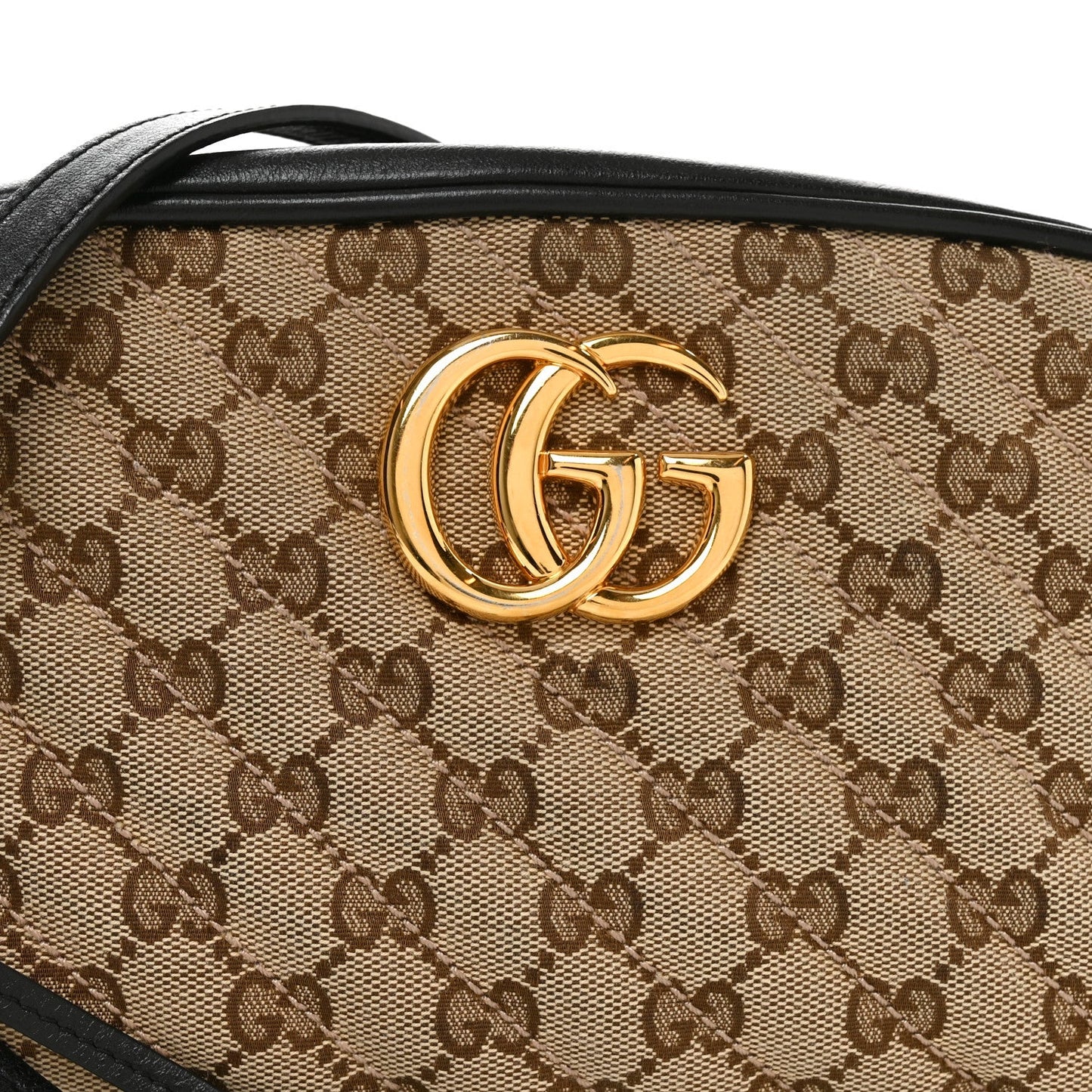 Monogram Matelasse Diagonal Small GG Marmont Chain Shoulder Bag Beige Black