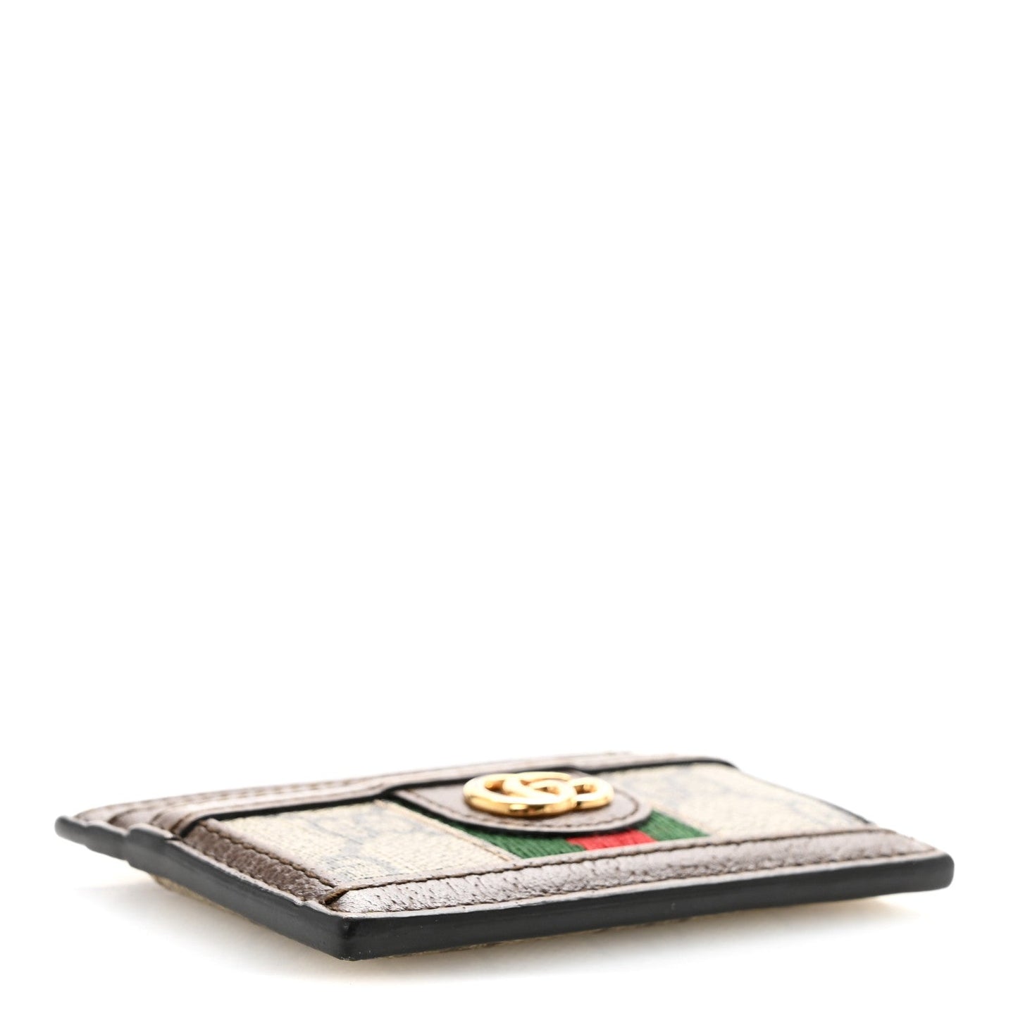 GG Supreme Monogram Textured Dollar Calfskin Ophidia Card Holder Beige Ebony New Acero