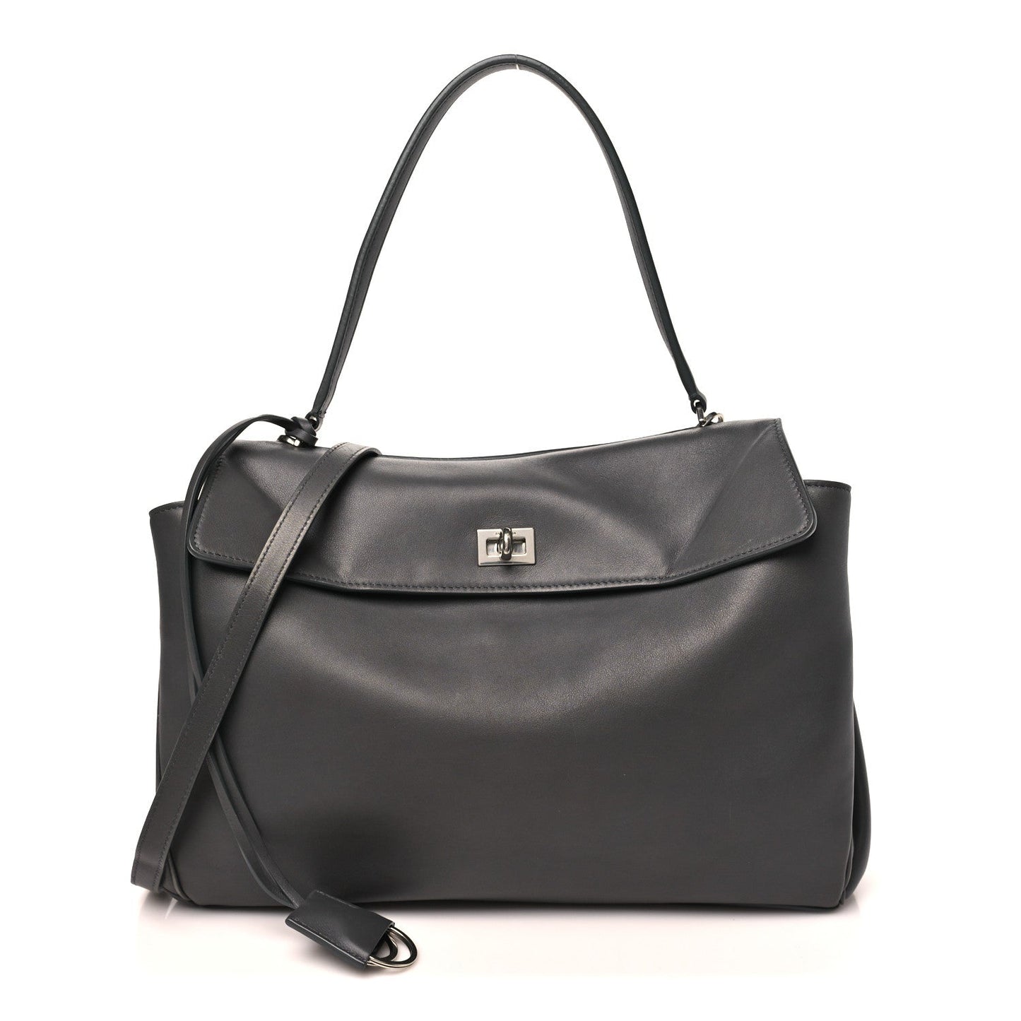 Natural Smooth Calfskin Medium Rodeo Top Handle Handbag Grey