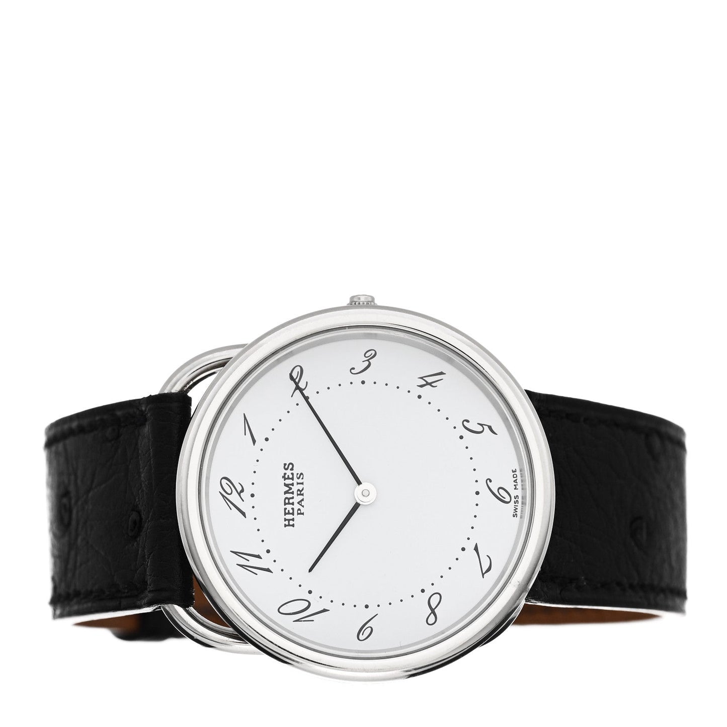 Stainless Steel Ostrich 34mm Arceau Quartz Watch Noir