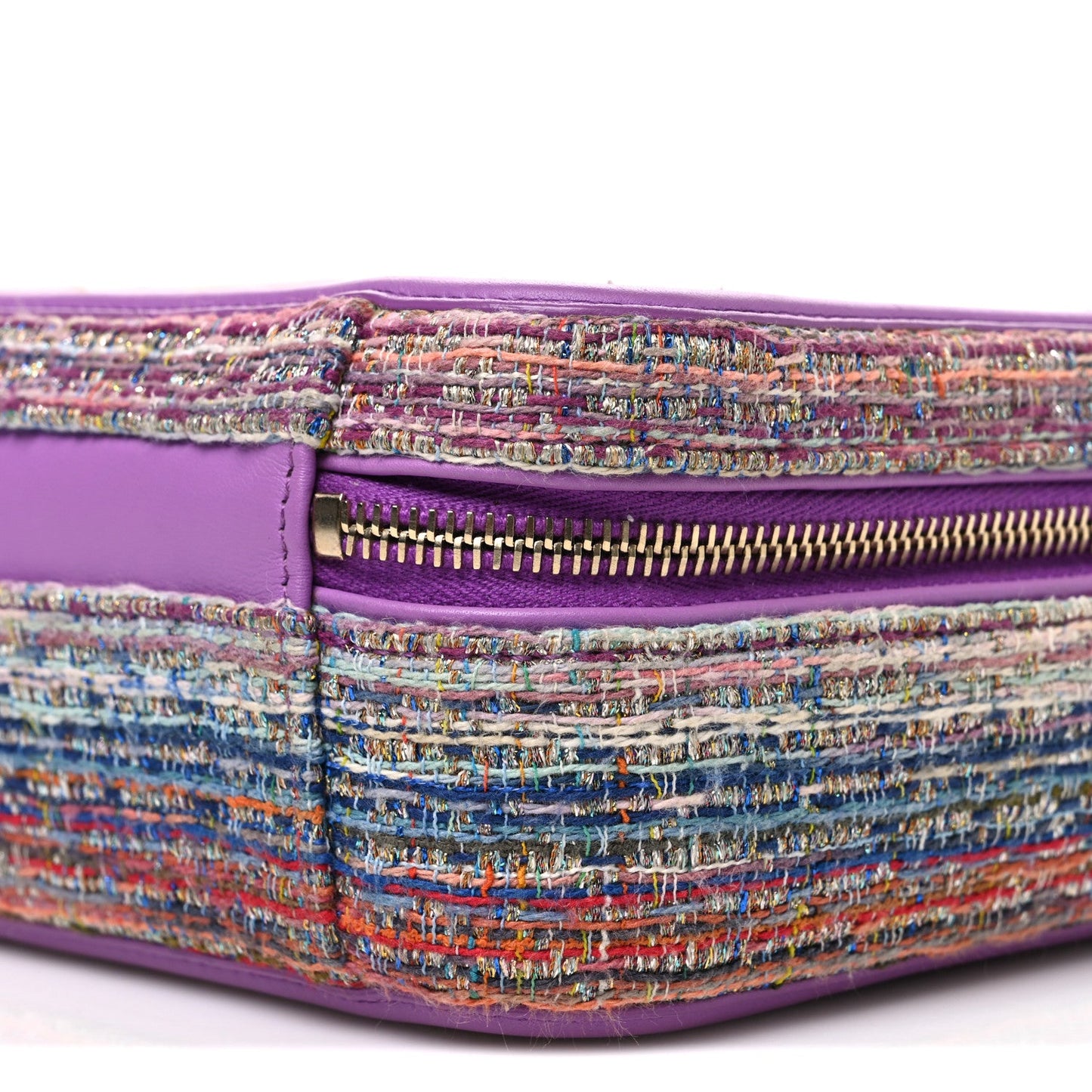 Tweed Quilted Medium CC Filigree Vanity Case Purple Multicolor
