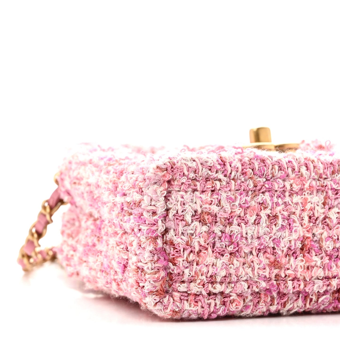 Tweed Quilted Mini Nano Kelly Shopper Pink