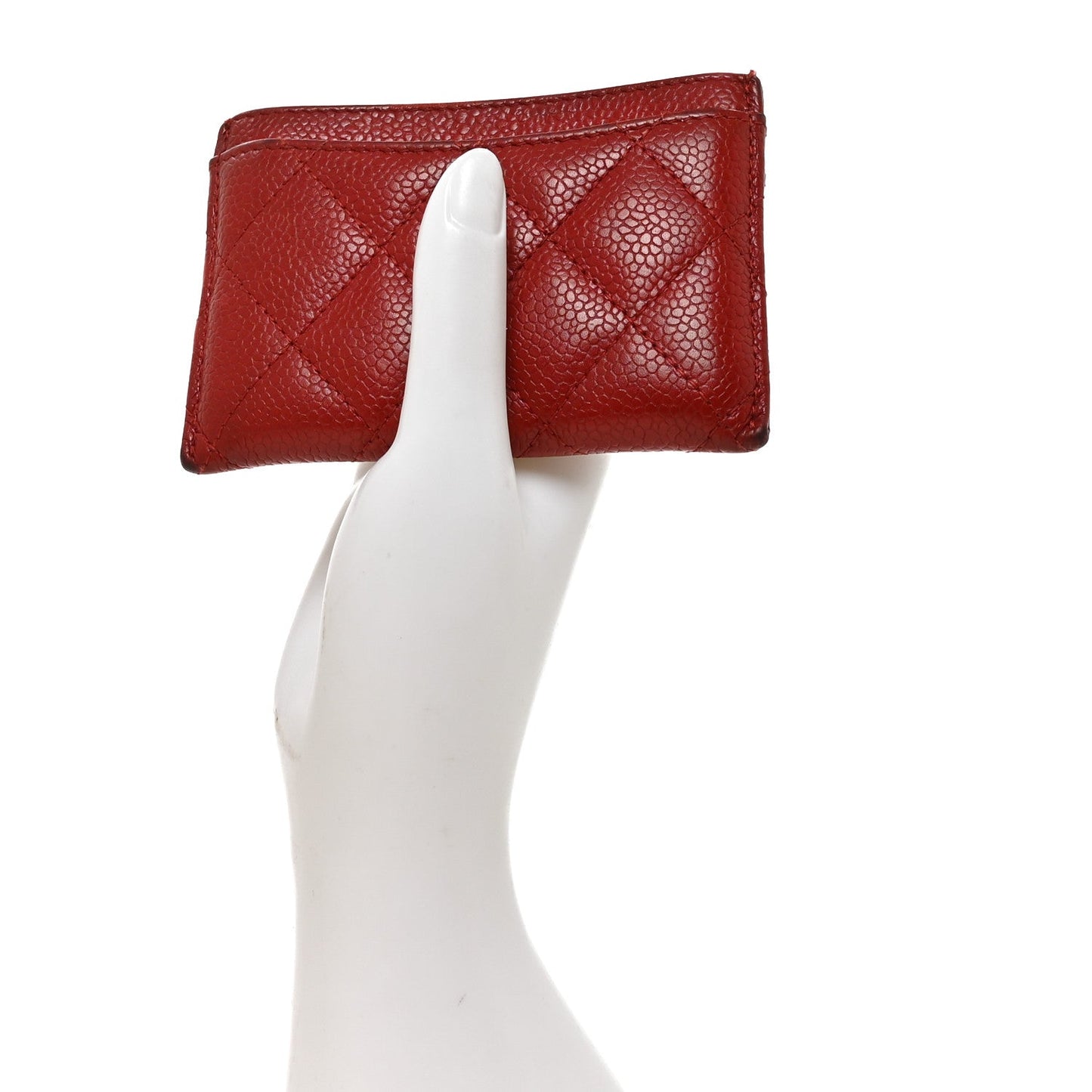 Caviar Quilted Card Holder Red