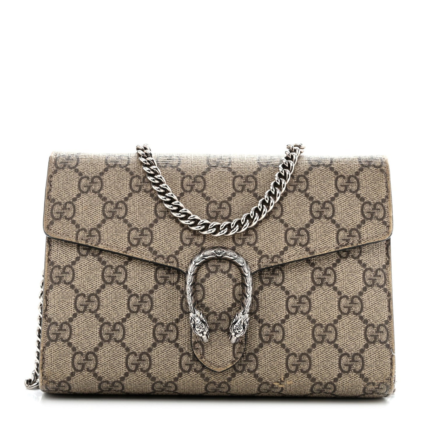 GG Supreme Monogram Mini Dionysus Chain Wallet Beige Black