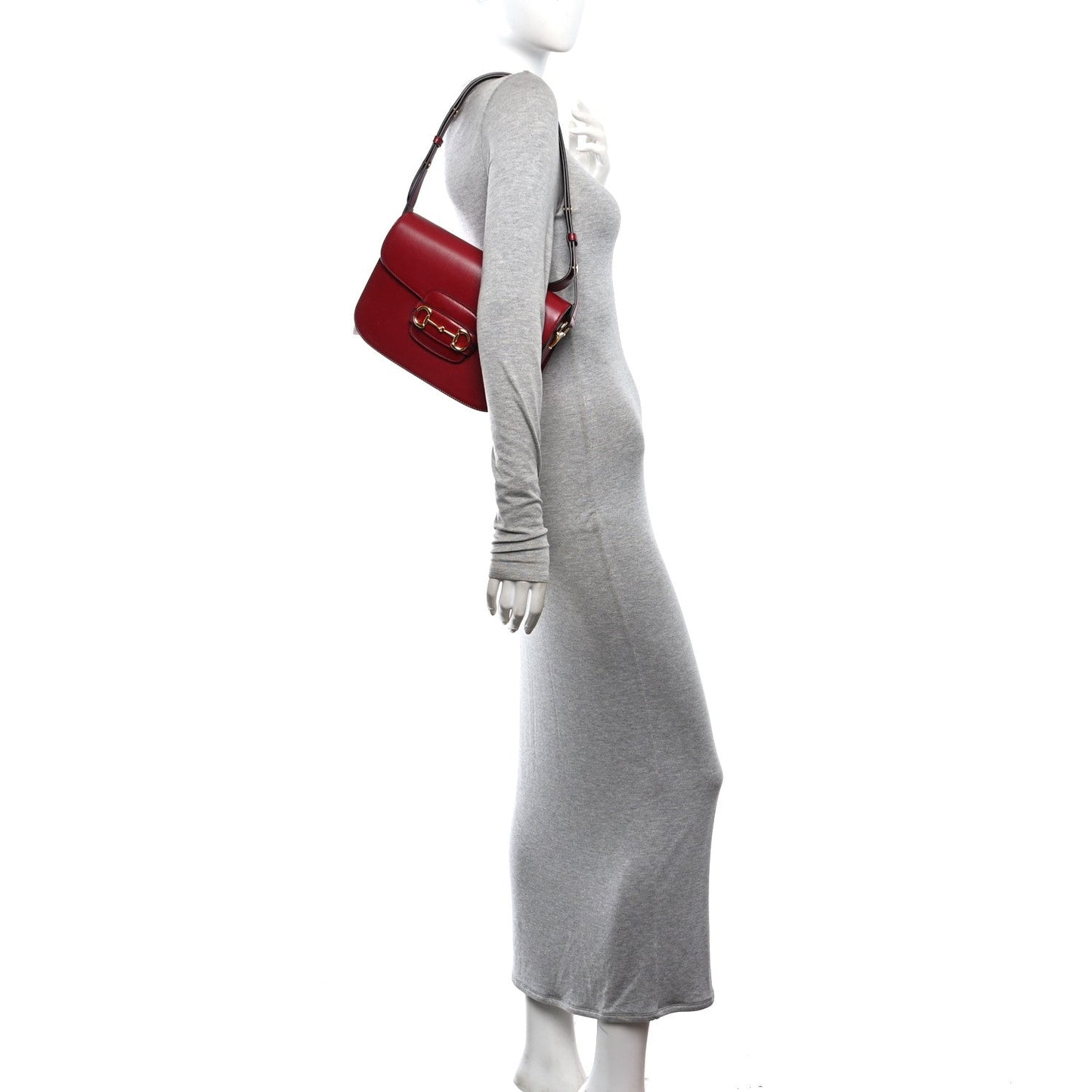 Arabella Calfskin Horsebit 1955 Shoulder Bag Rosso Ancora