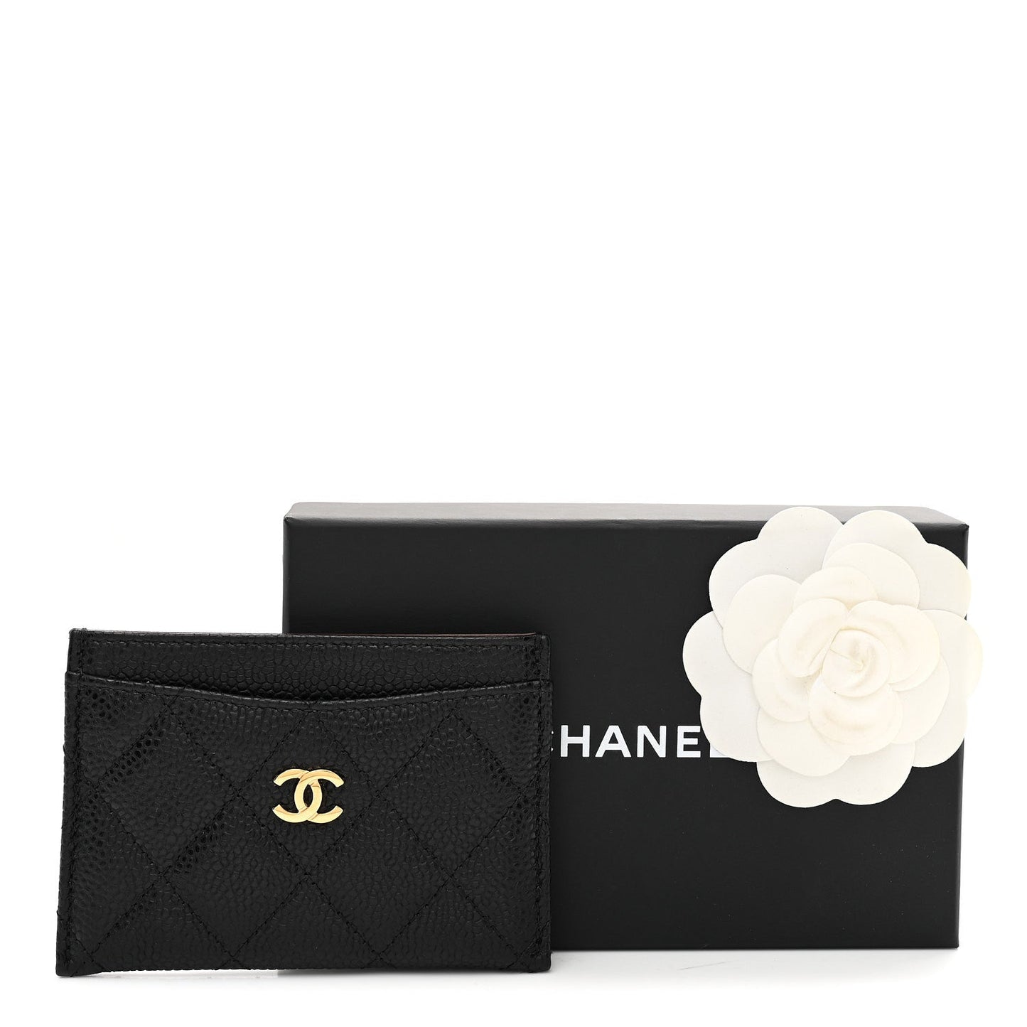 Caviar Quilted Card Holder Black