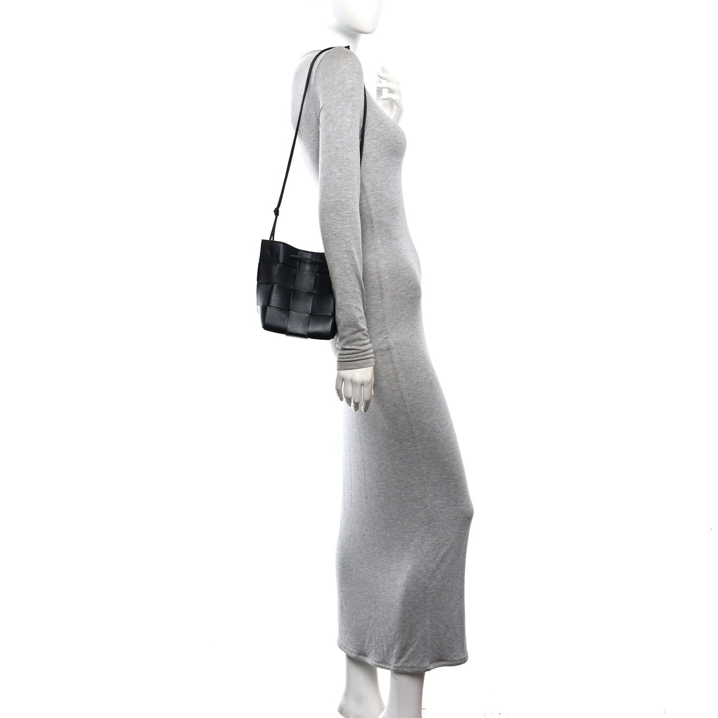 Nappa Maxi Intrecciato Cassette Bucket Bag Black