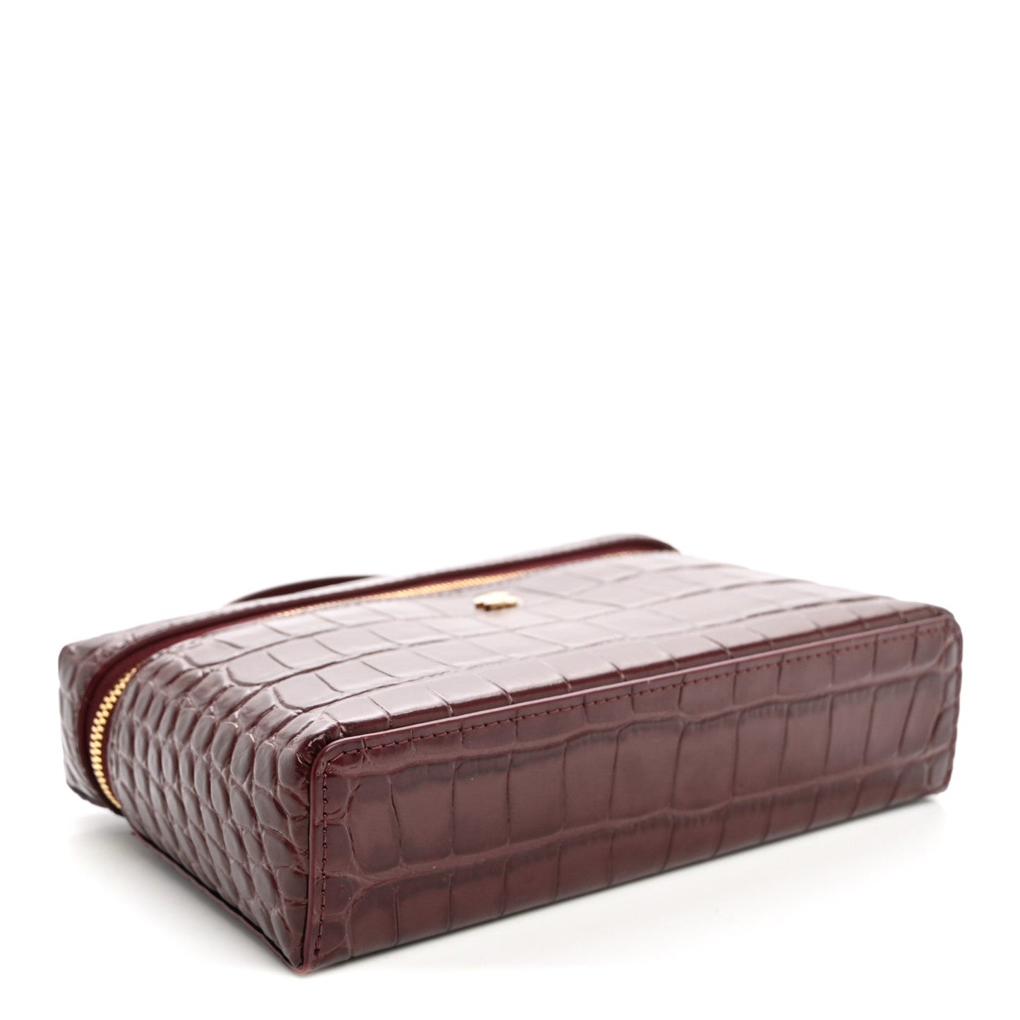 Calfskin Crocodile Embossed Crococo Exoticoco Vanity With Chain  Dark Burgundy