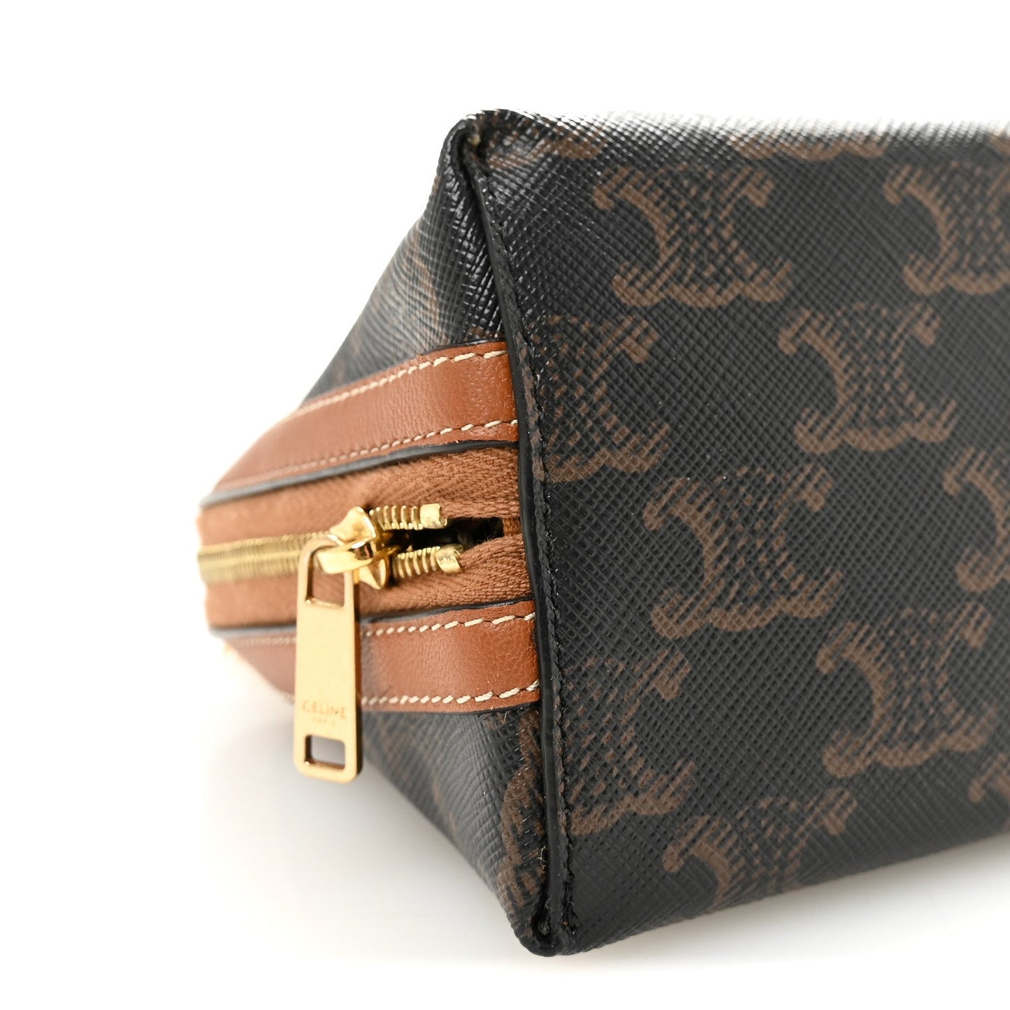 Triomphe Canvas Lambskin Clutch On Chain Tan