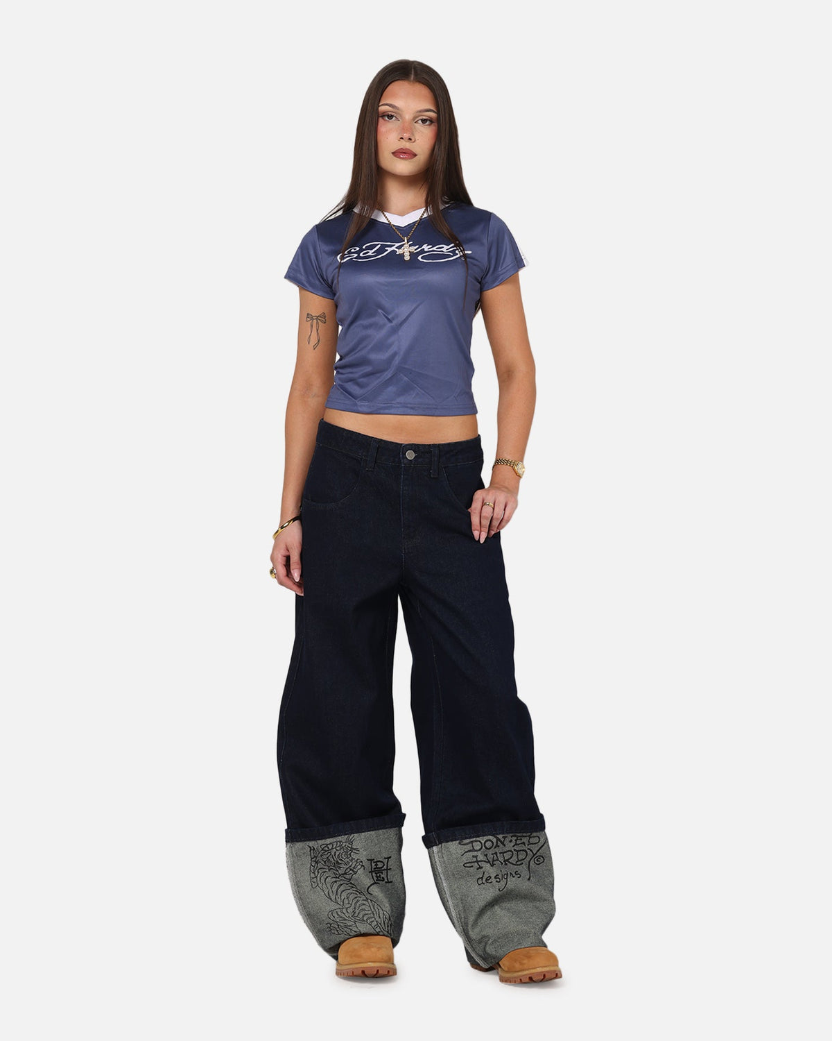 Ed Hardy Women's Cuffed Jeans Indigo