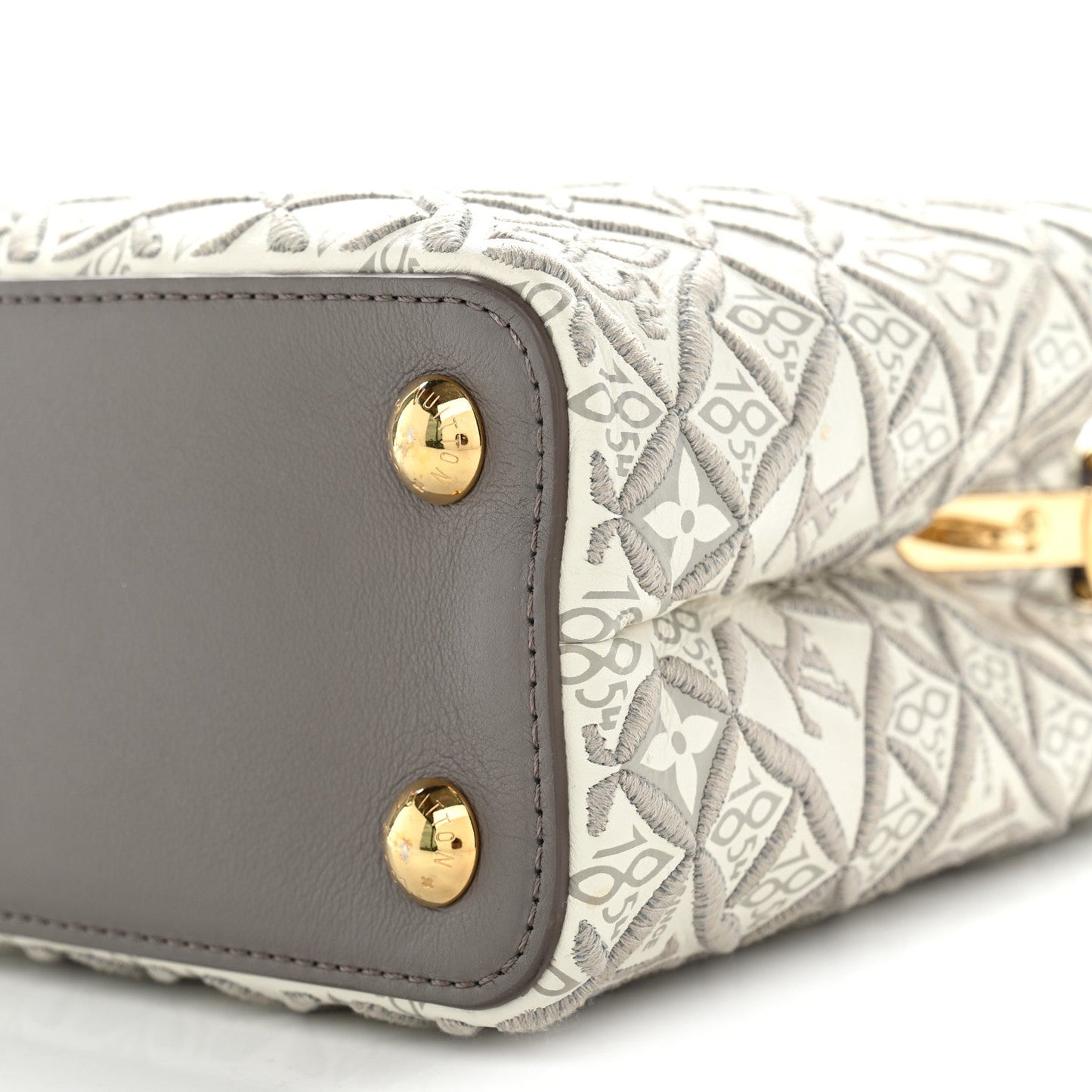 Calfskin Since 1854 Embroidered Capucines BB Ecru Taupe