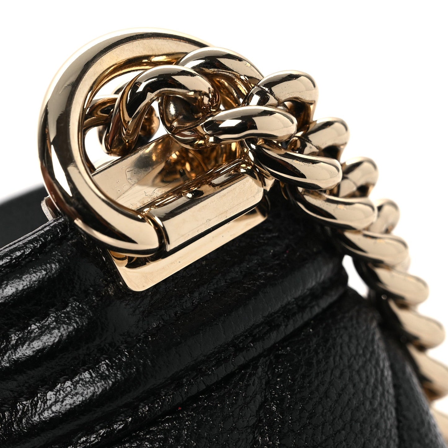 Caviar Chevron Quilted Mini Boy Flap Black Black