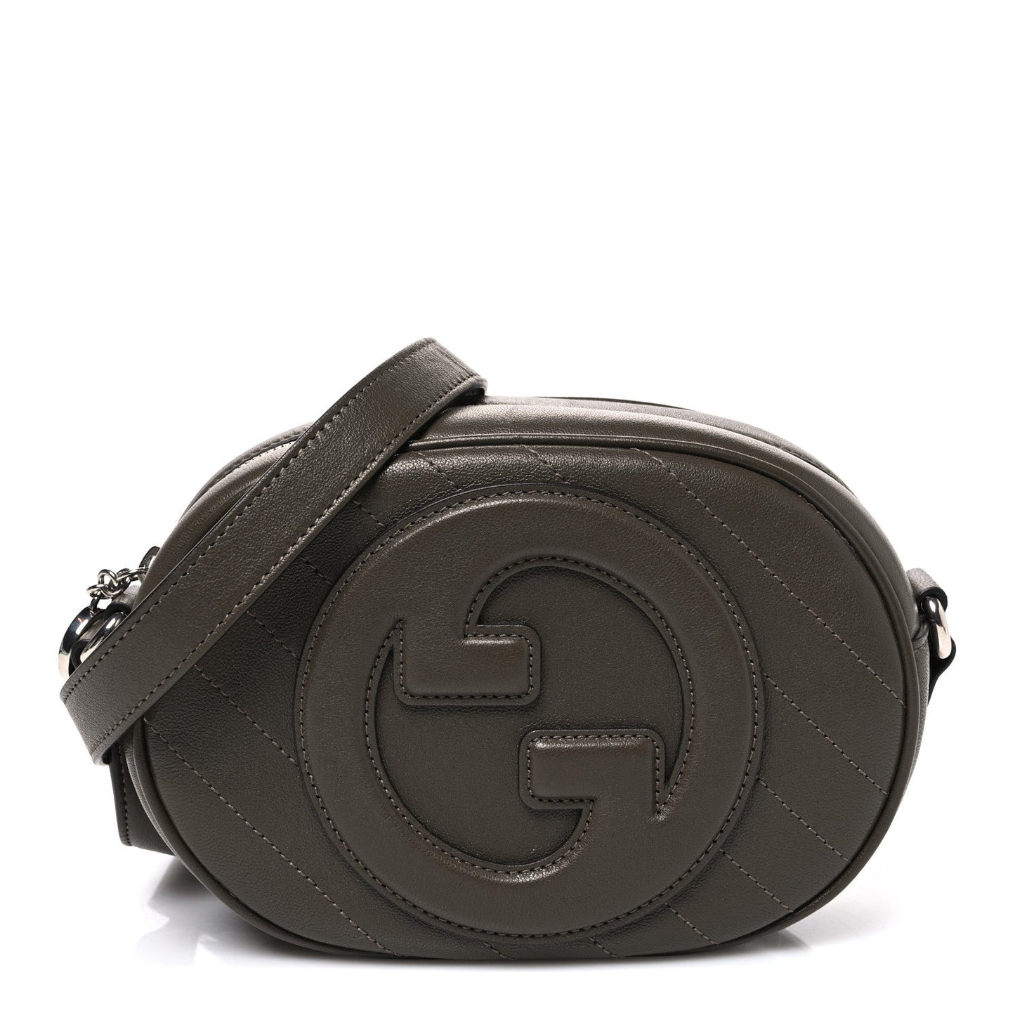 Sakai Be Green Calfskin Diagonal Stitched Mini Blondie Shoulder Bag Craclet Brown
