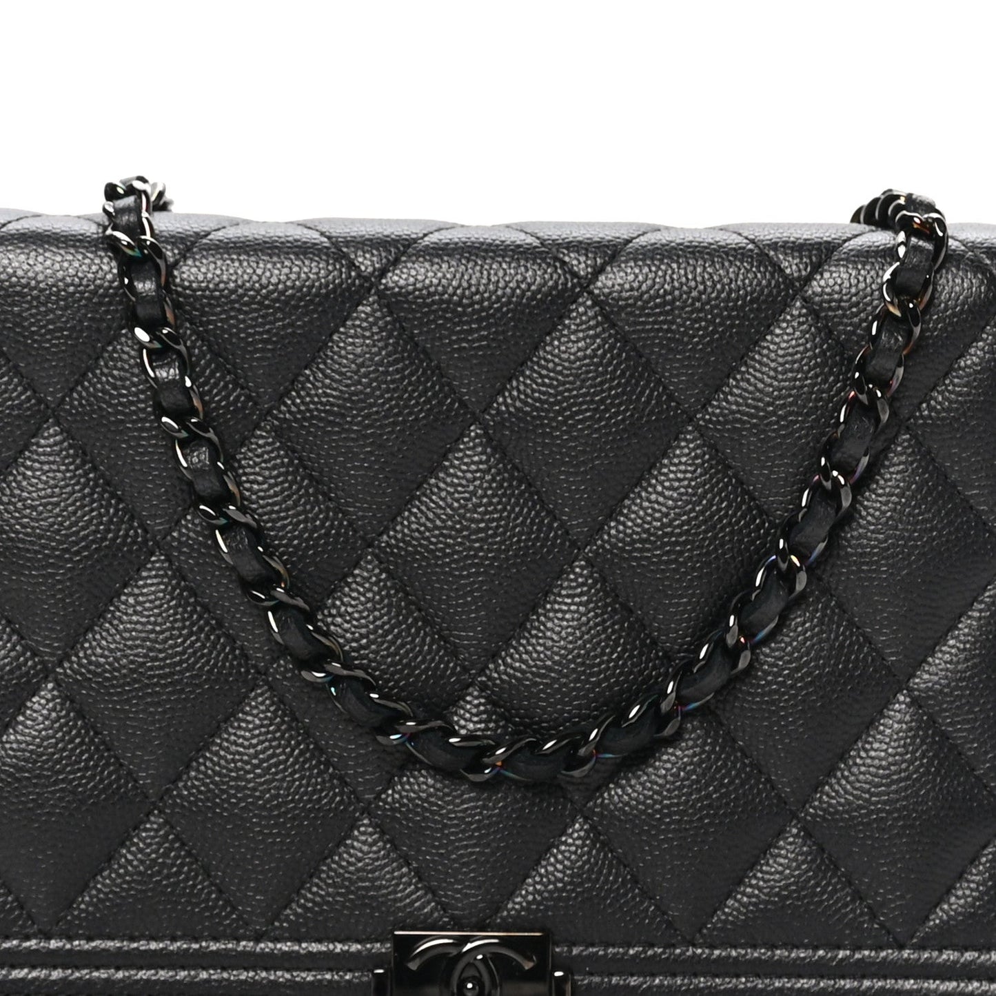 Caviar Quilted Boy Wallet On Chain WOC So Black