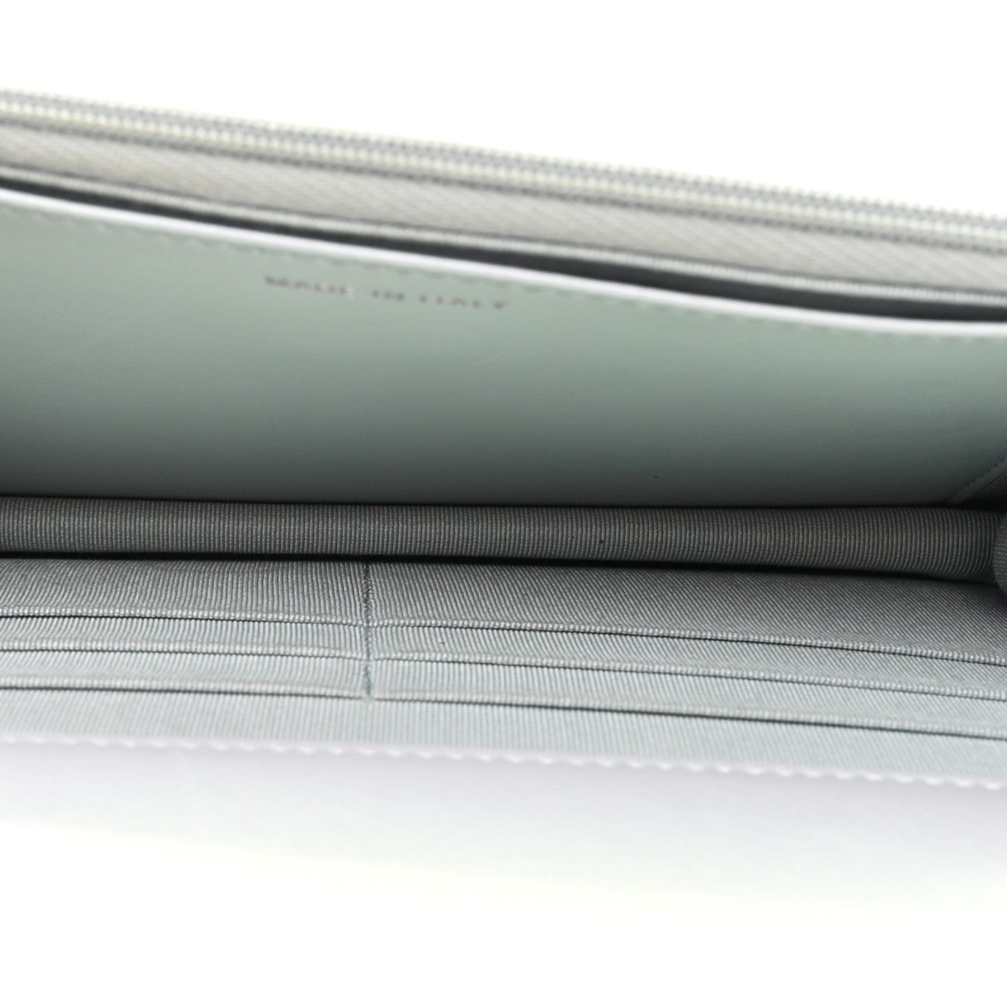 Iridescent Calfskin Quilted Wallet On Chain WOC Light Blue