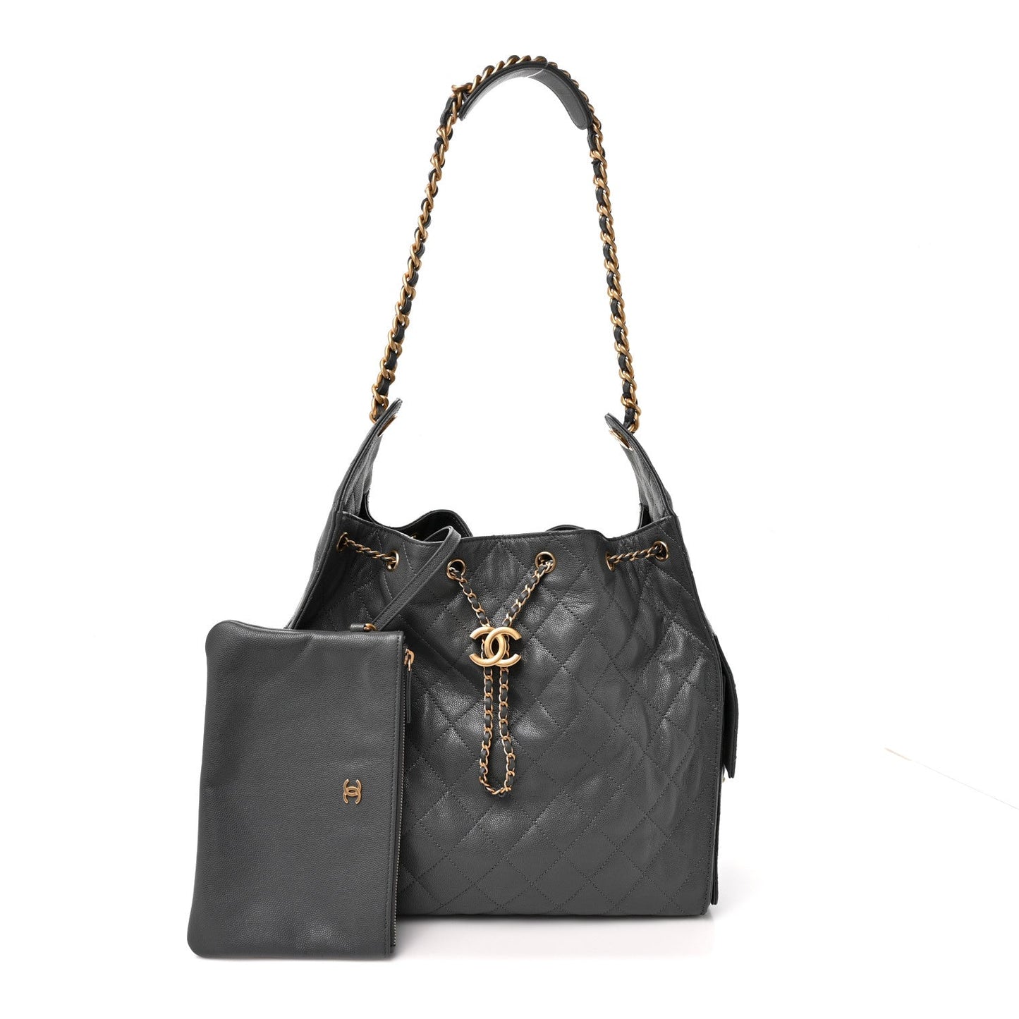 Caviar Quilted Medium Chanel 25 Handbag Dark Grey