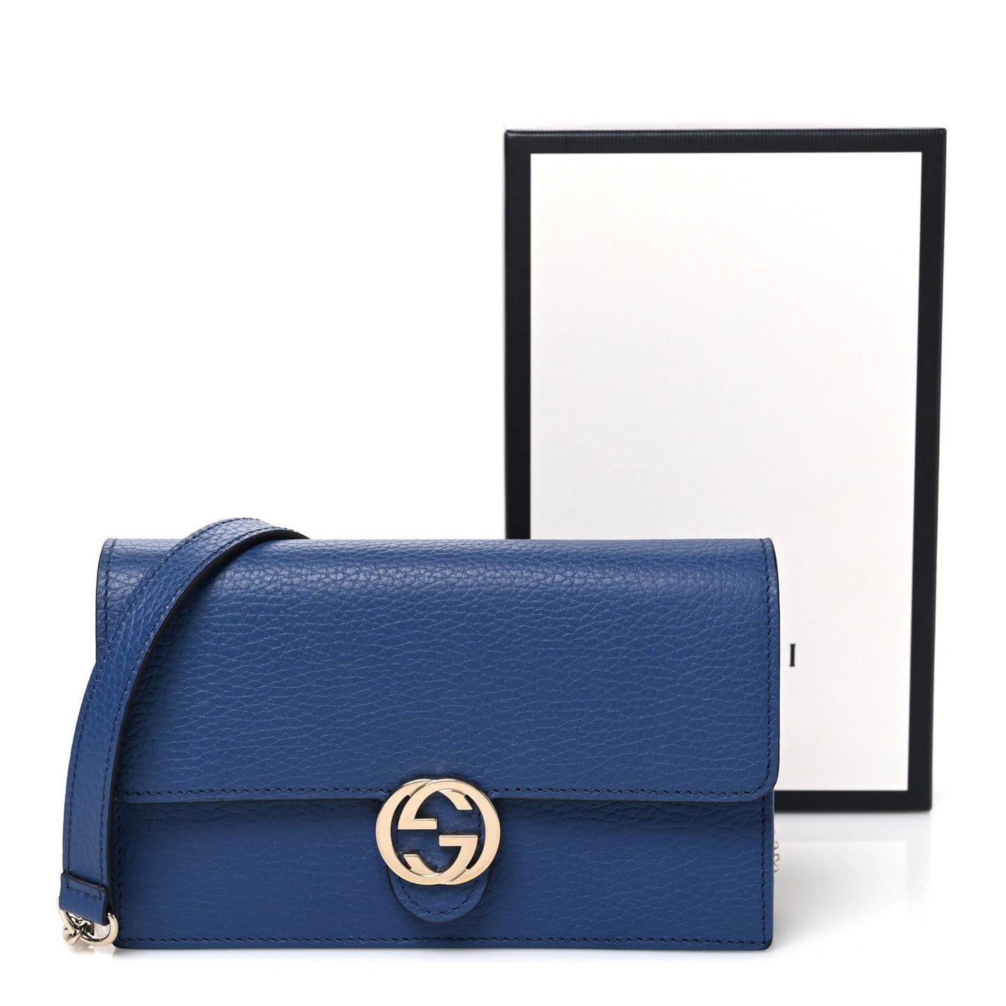 Dollar Calfskin Interlocking G Chain Wallet Caspian