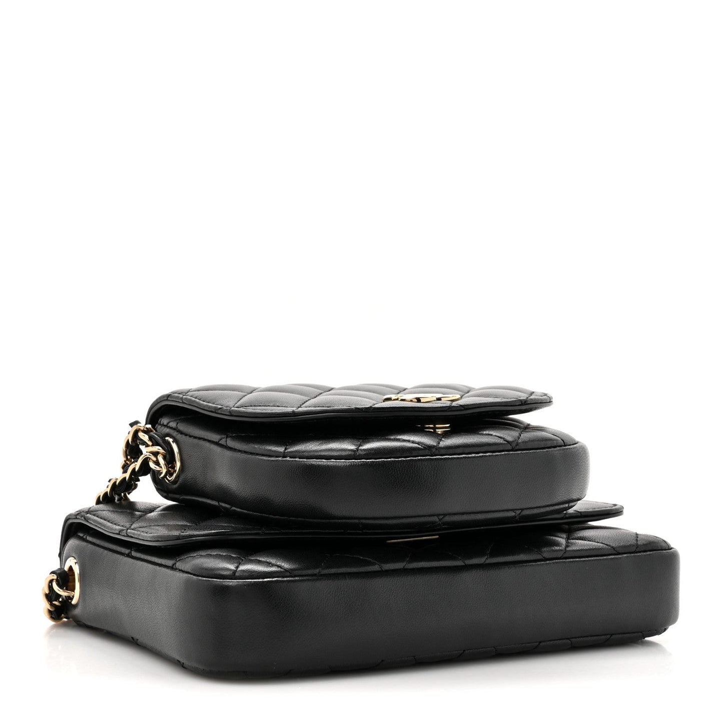 Lambskin Quilted Side Packs Black